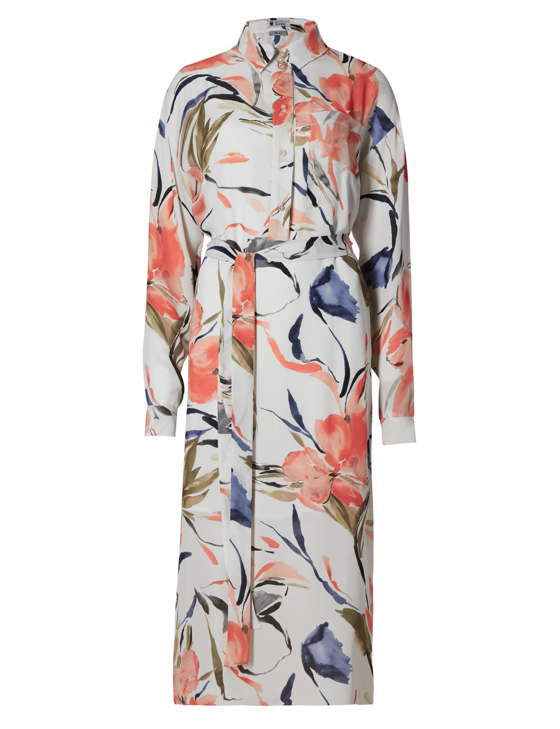 Pure Silk Floral Belted Shirt Dress with Camisole Image 2 of 4