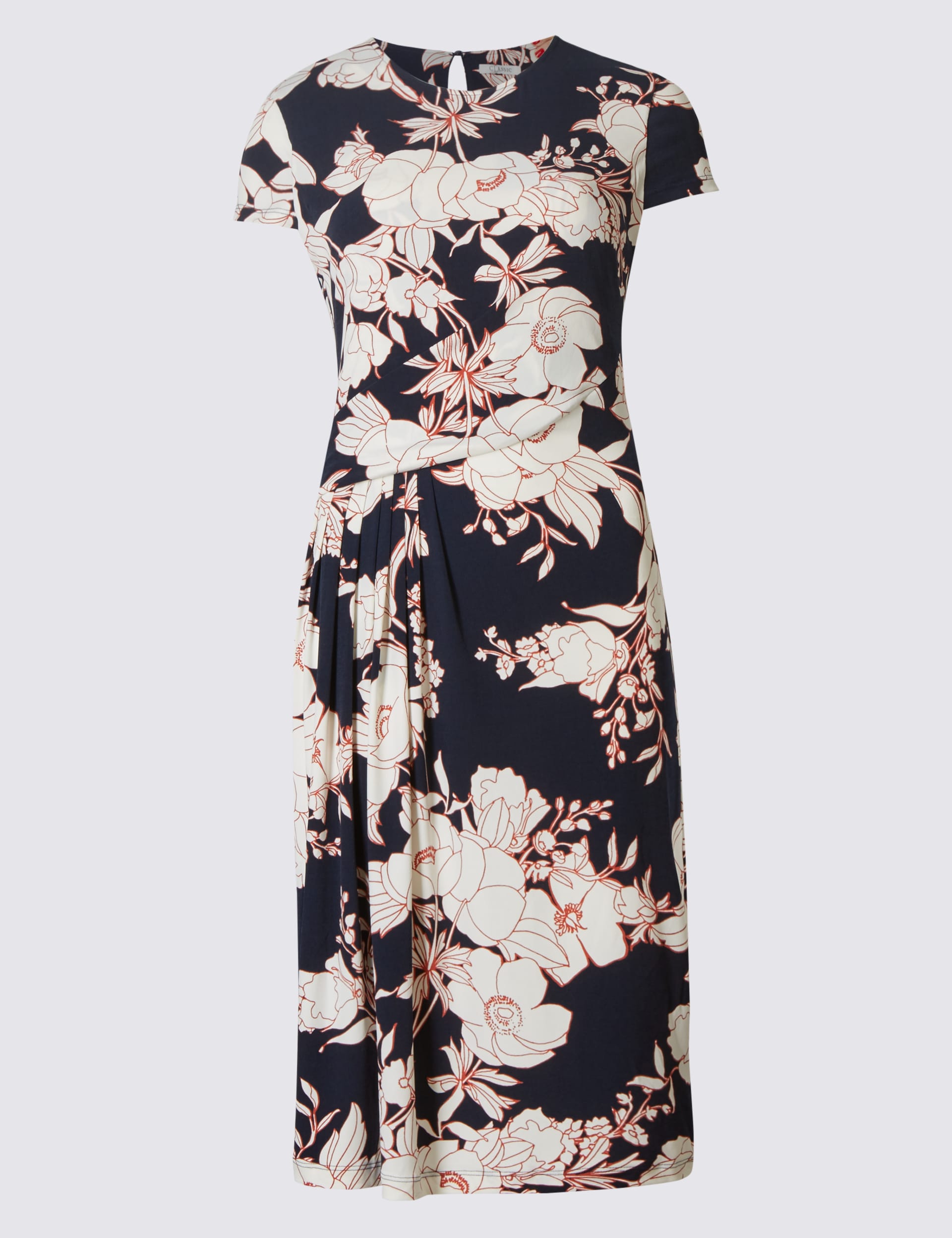Floral Print Drape Waist Shift Dress | Classic | M&S