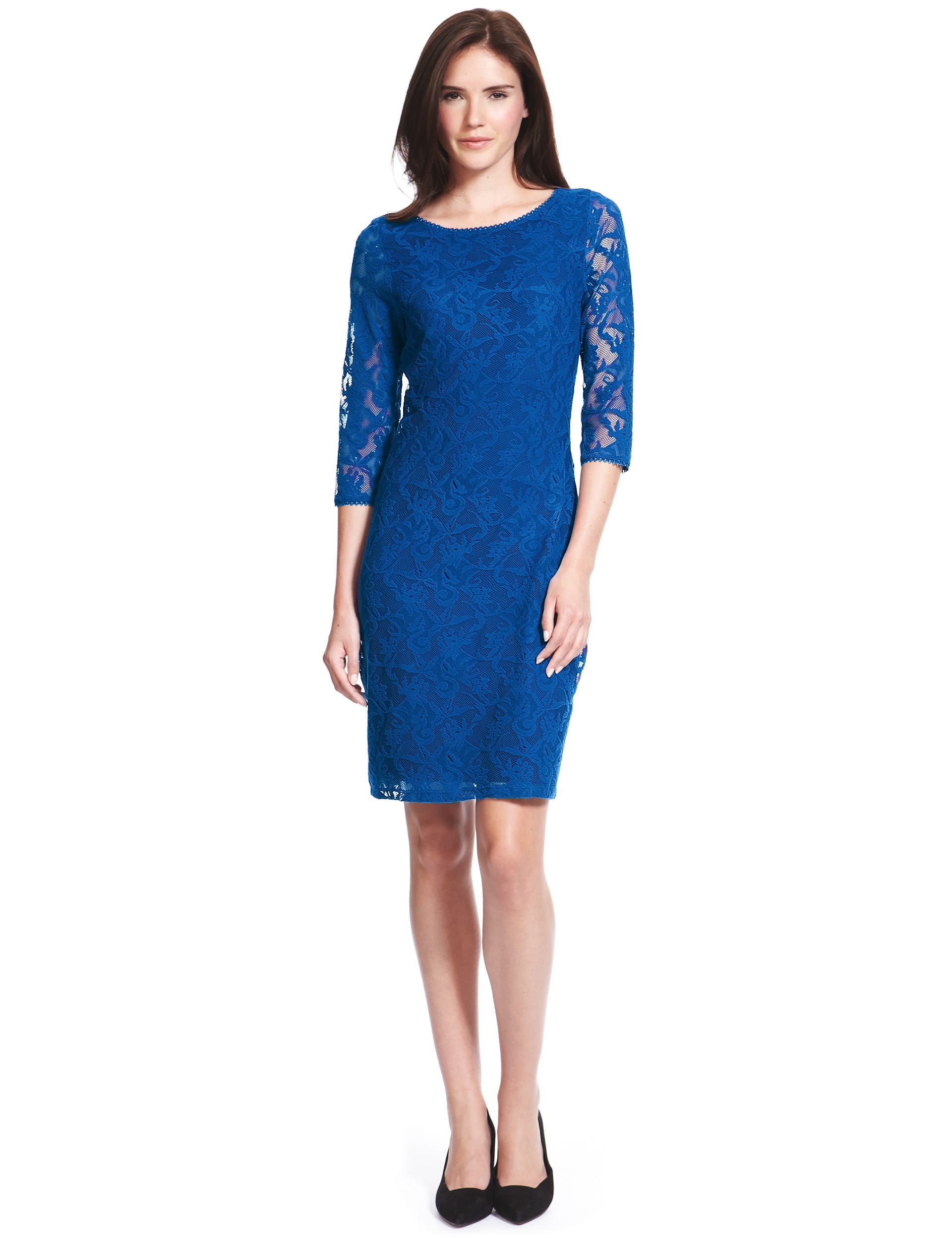 Picot Edge Floral Lace Shift Dress in Shorter & Longer Lengths Image 2 of 4