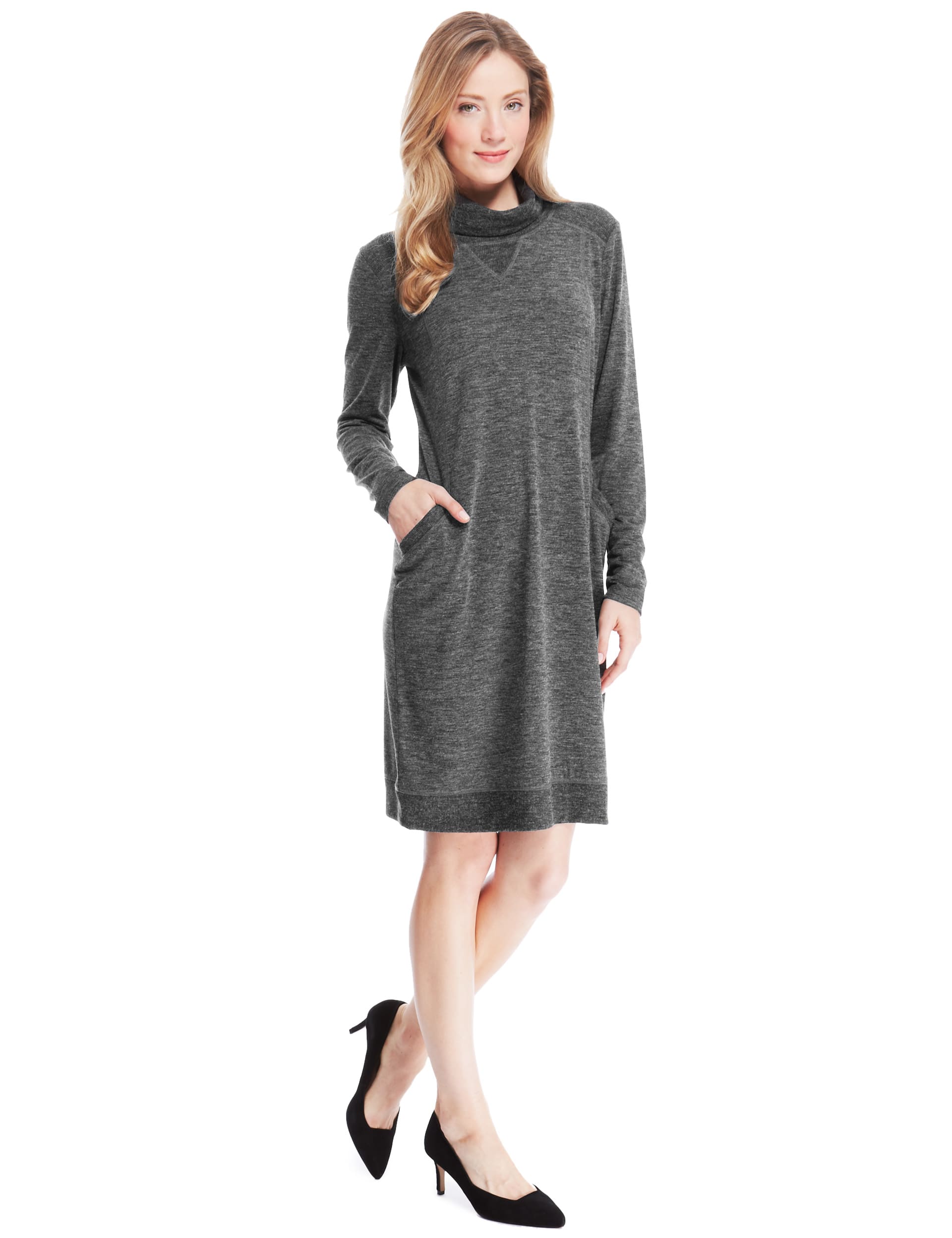 Polo Neck Sweater Shift Dress Image 2 of 4