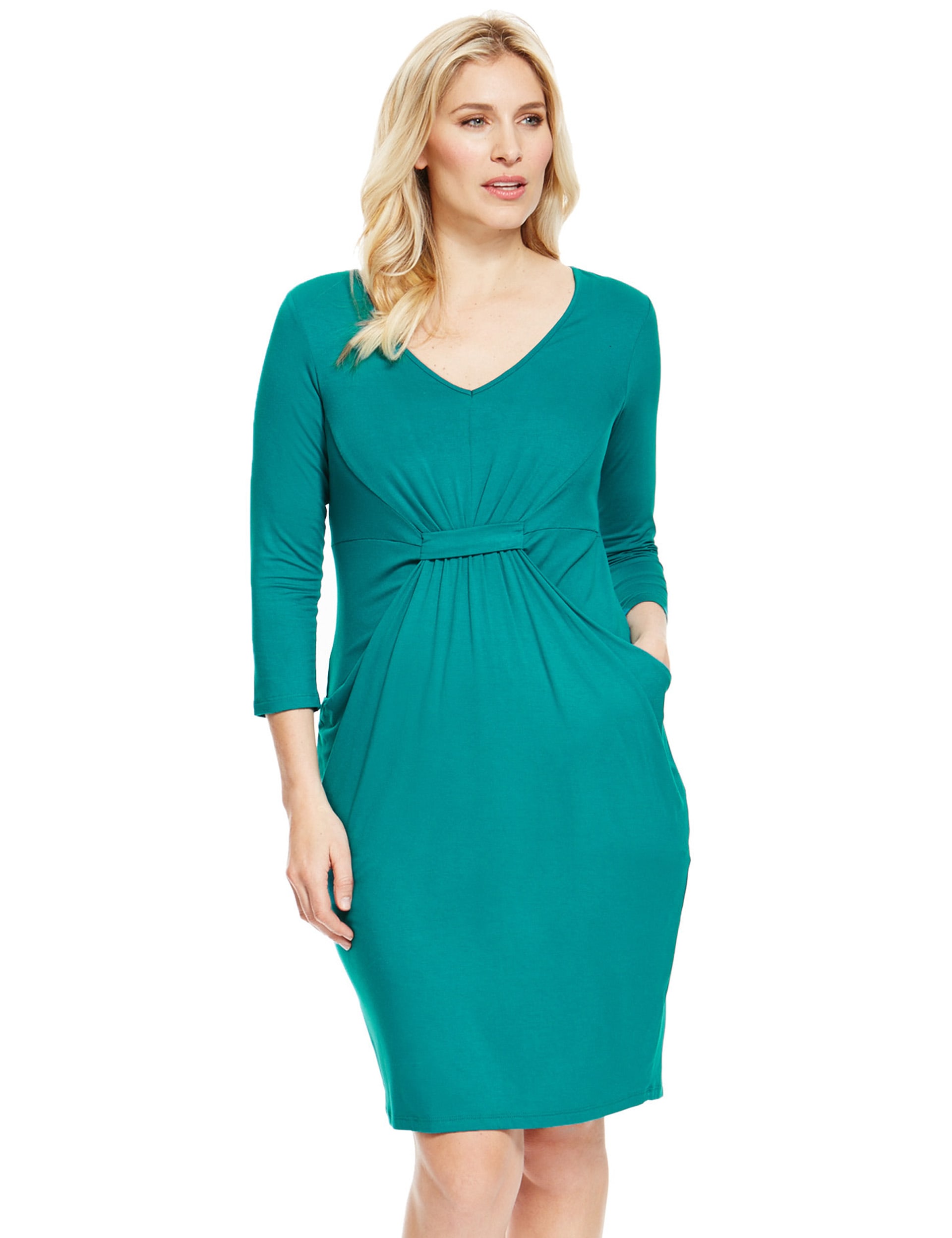 PLUS Tab Front Drop Pocket Shift Dress Image 2 of 3