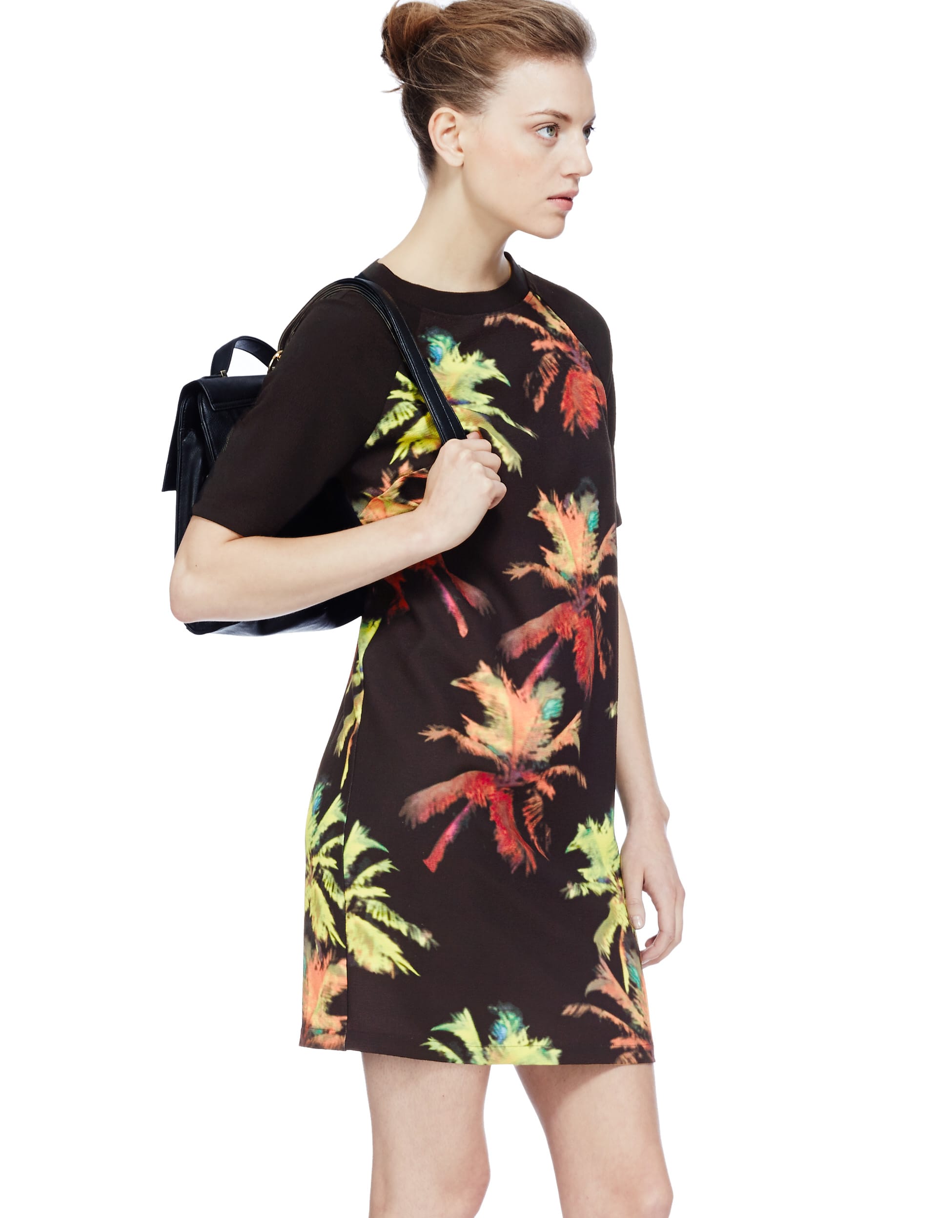 Digital Neon Palm Print Tunic Dress Image 2 of 4