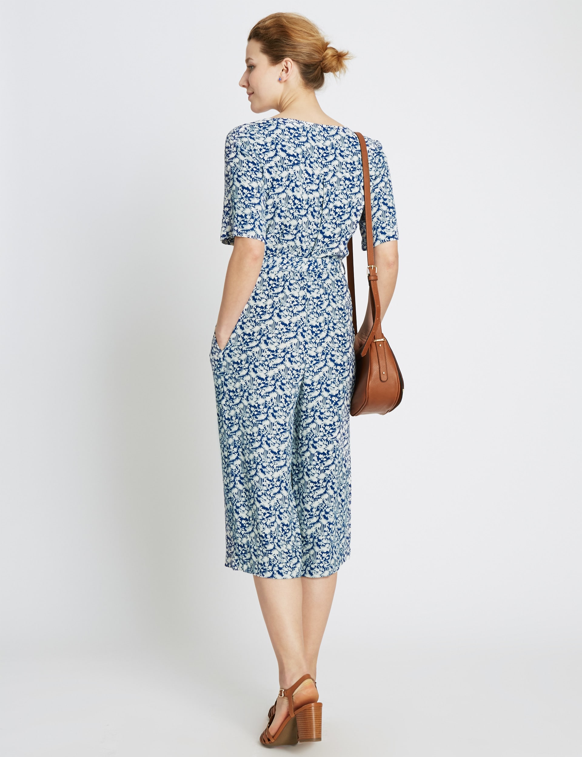 Oriental Print Culottes Belted Jumpsuit Image 2 of 4