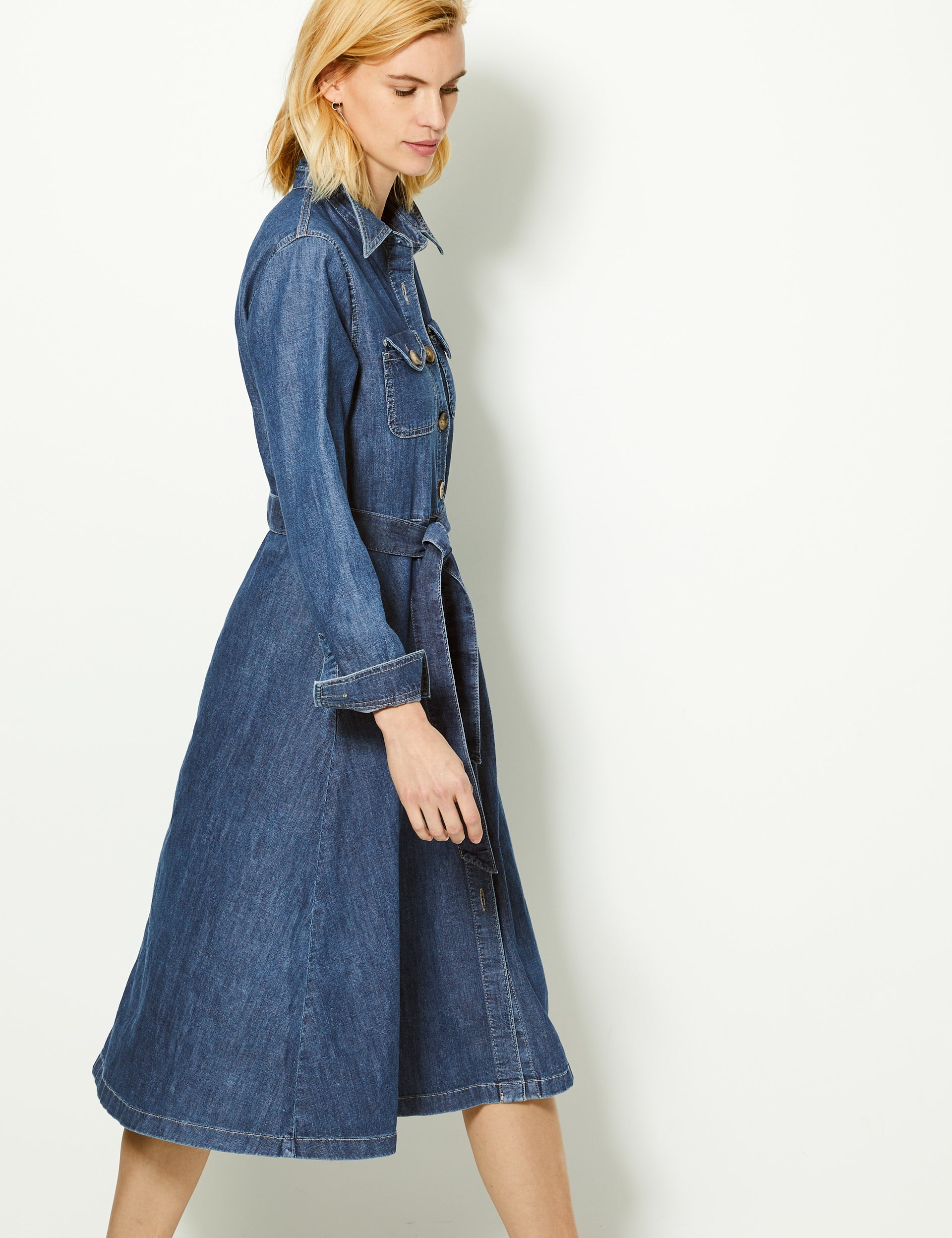 Marks and spencer denim shirt dress best sale