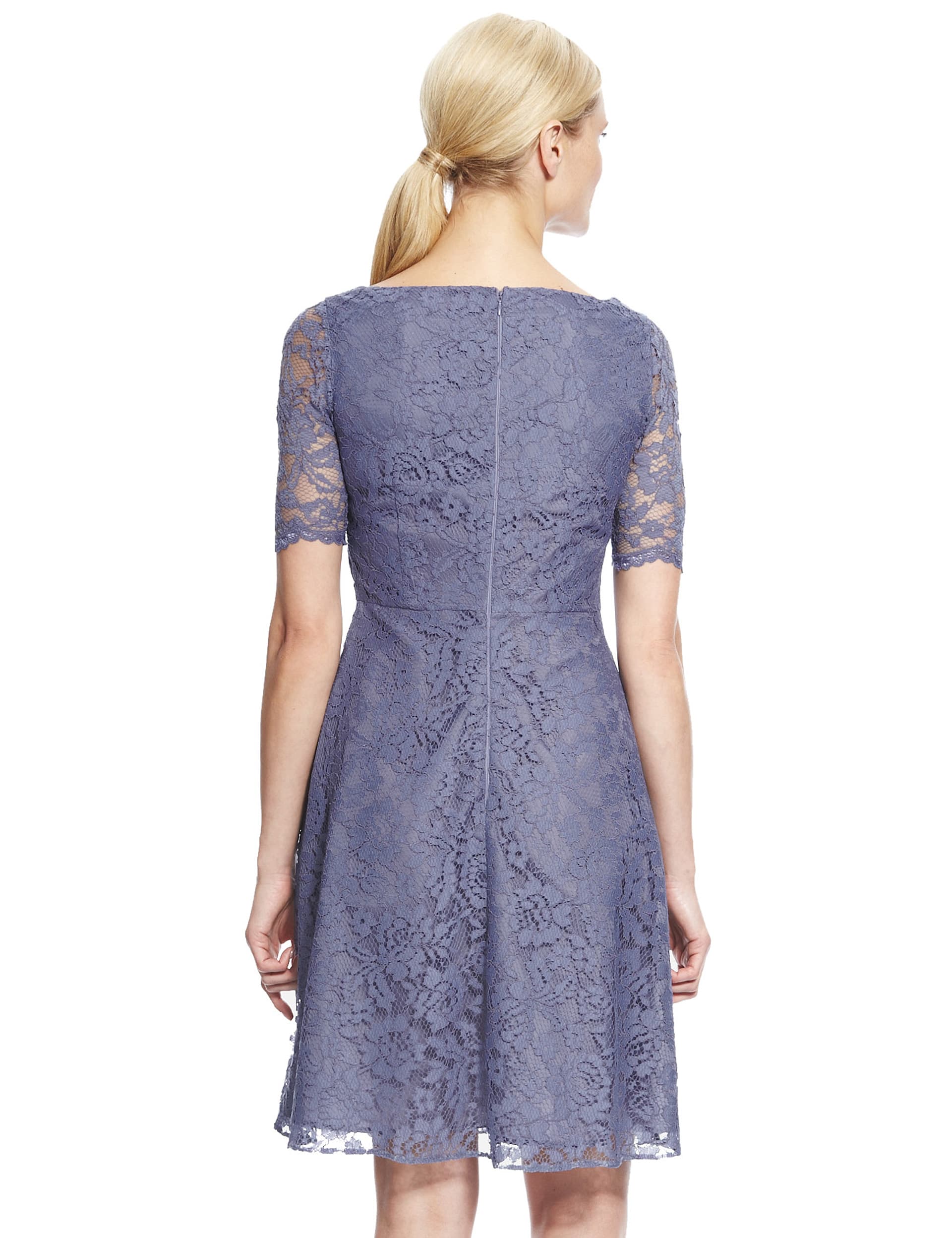 Scallop V Neck Lace Skater Dress M S Collection M S