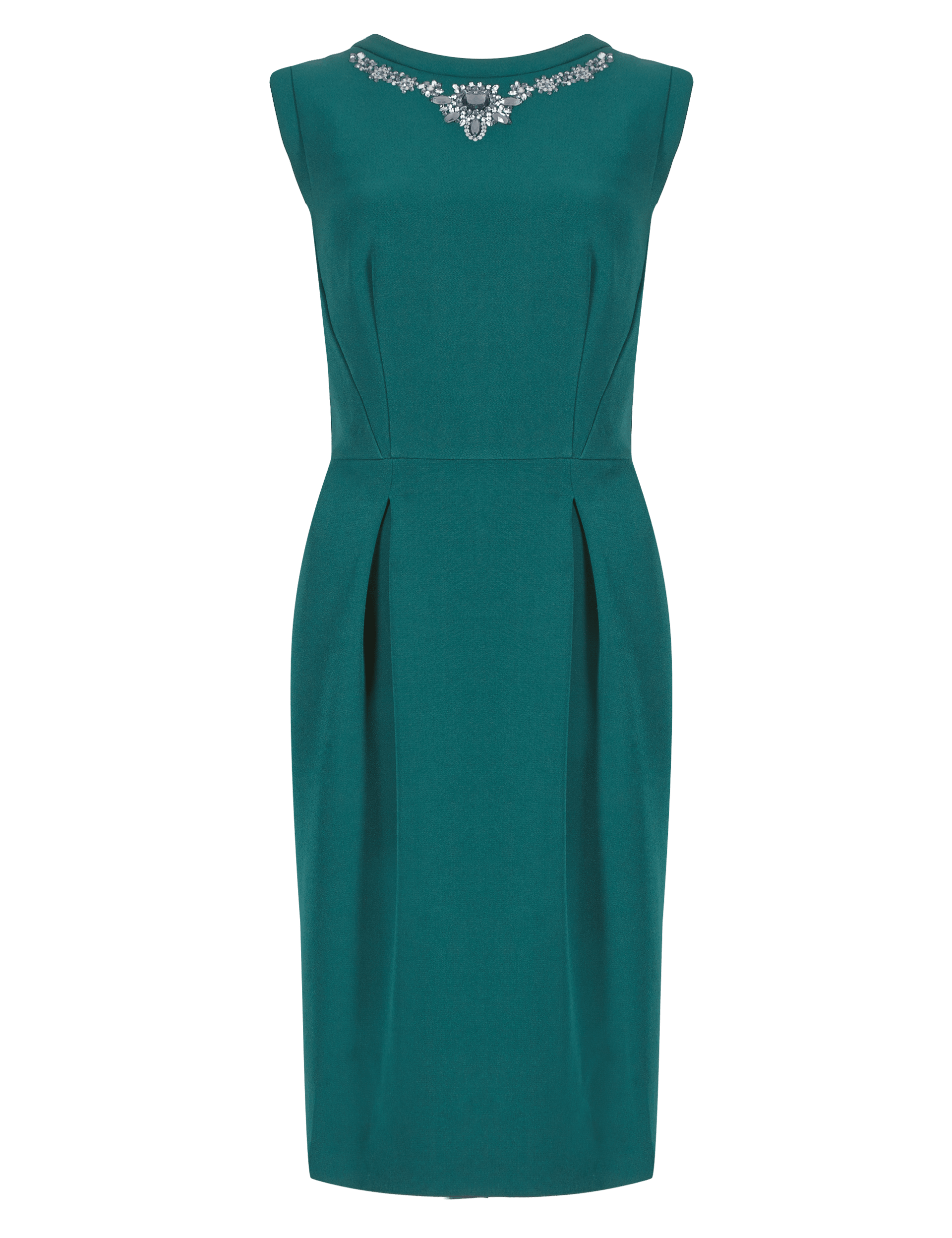 Jewel Embellished Neckline Shift Dress Image 2 of 4