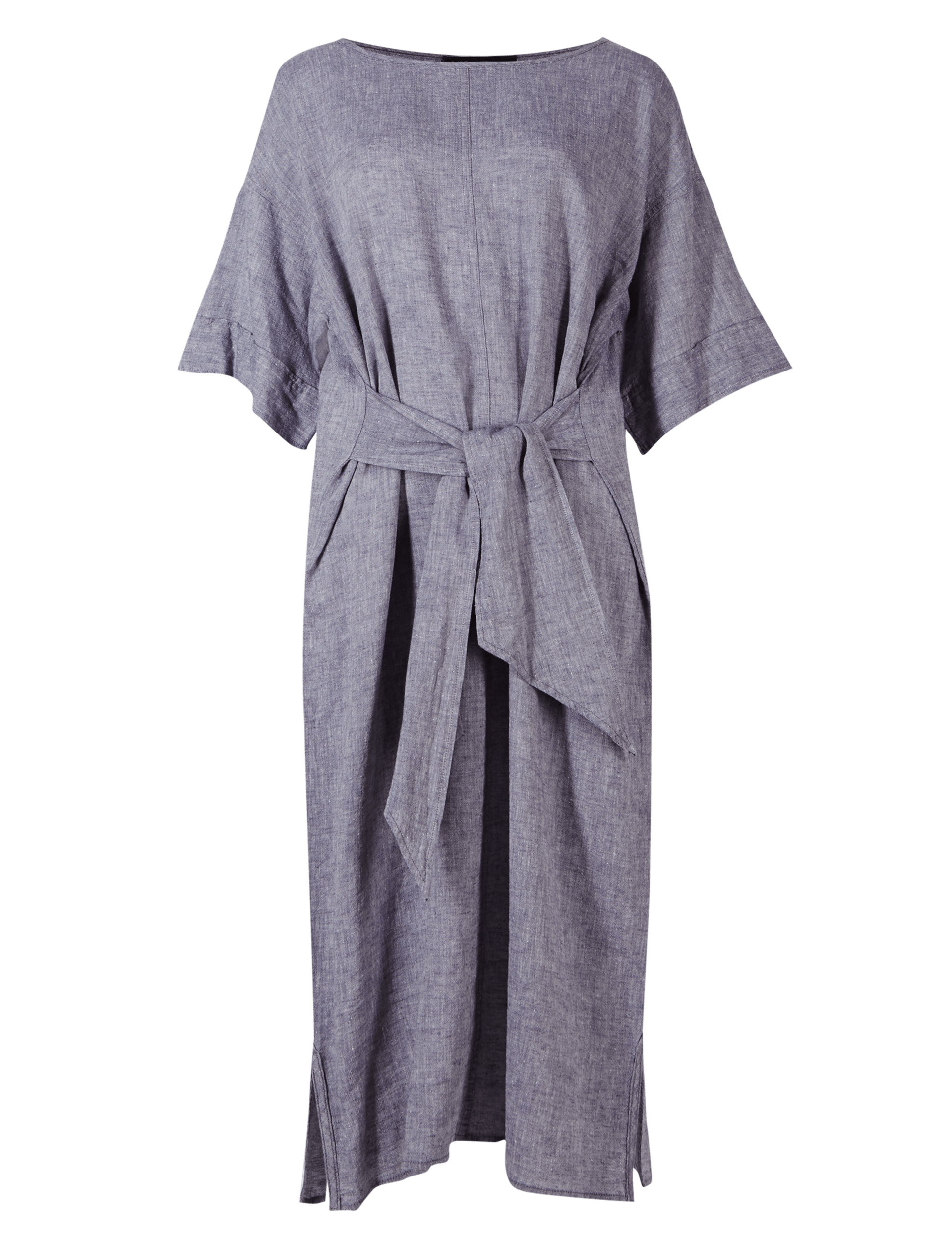 Linen Rich Chambray Shift Midi Dress Image 2 of 5