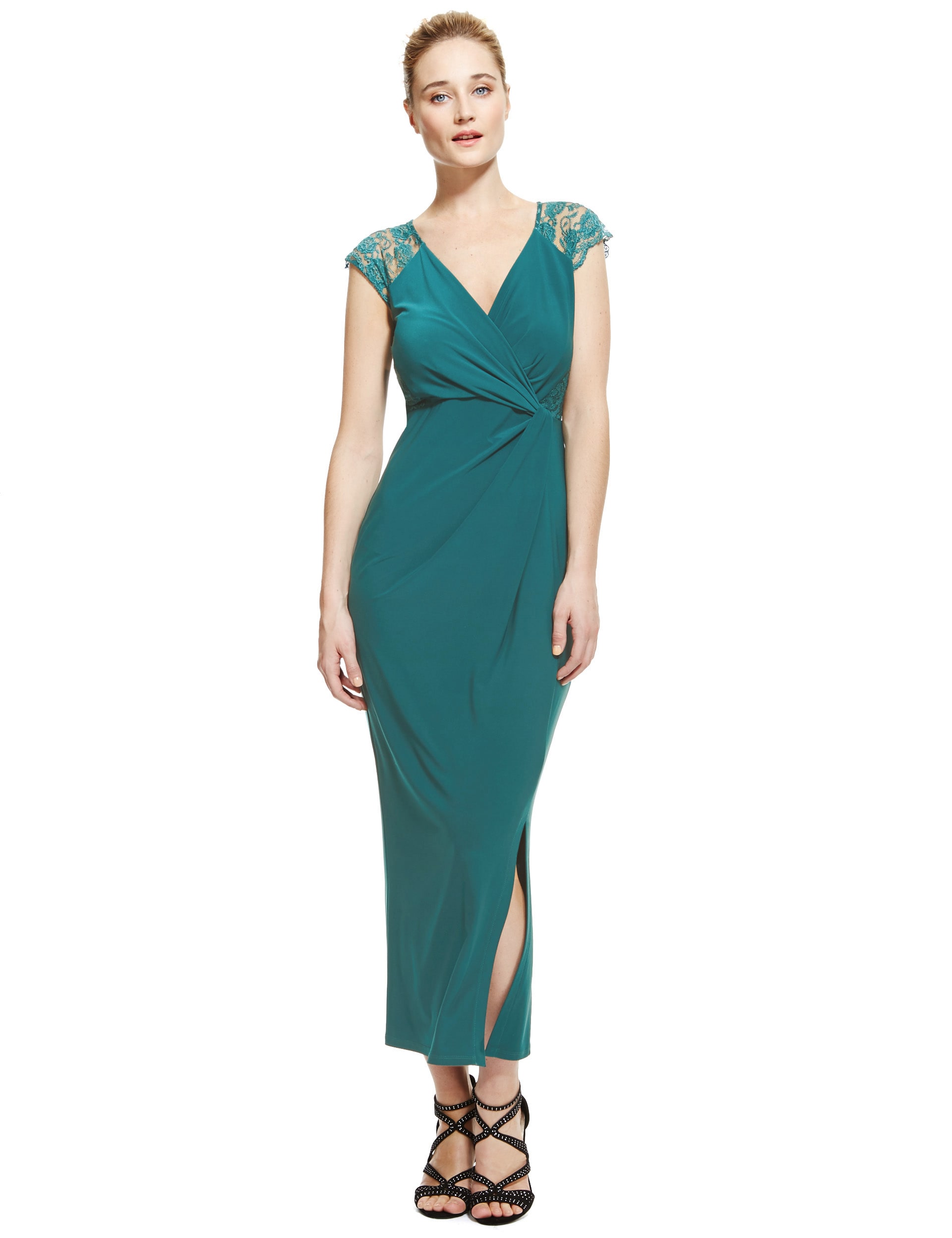 Floral Lace Shoulder Maxi Dress Image 2 of 4