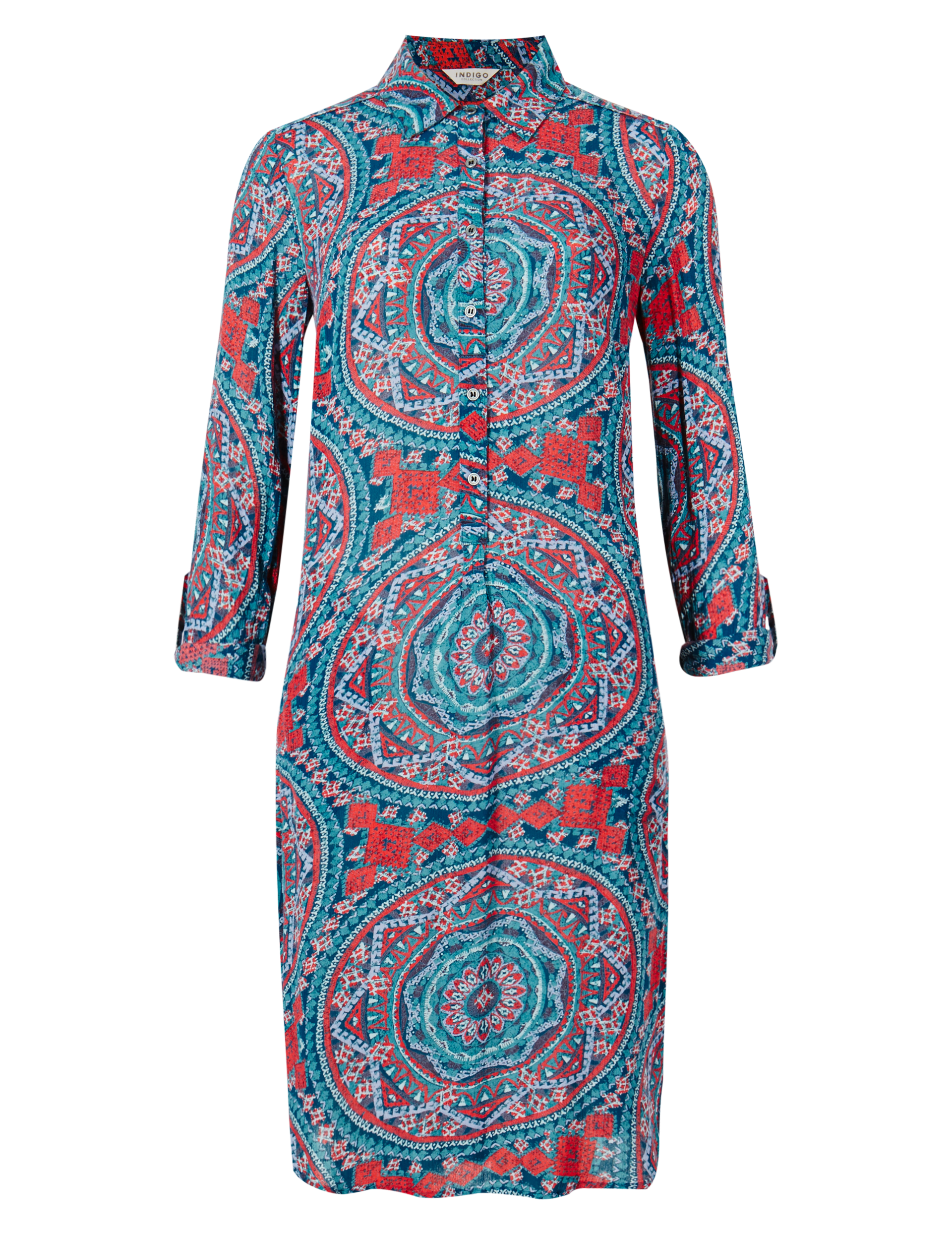 3/4 Sleeve Abstract Print Shirt Dress Image 2 of 4