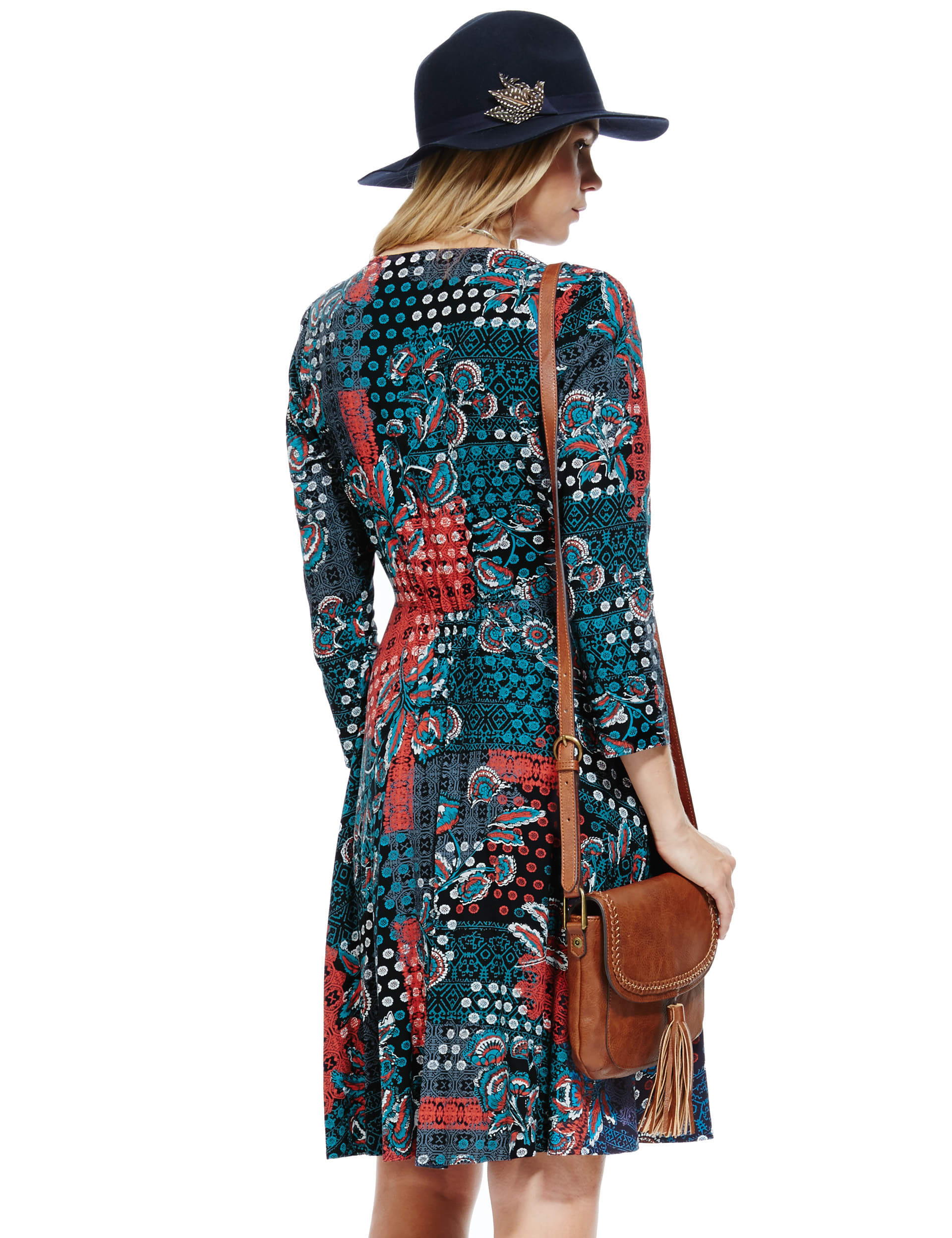 Floral Patchwork Skater Dress Image 2 of 4