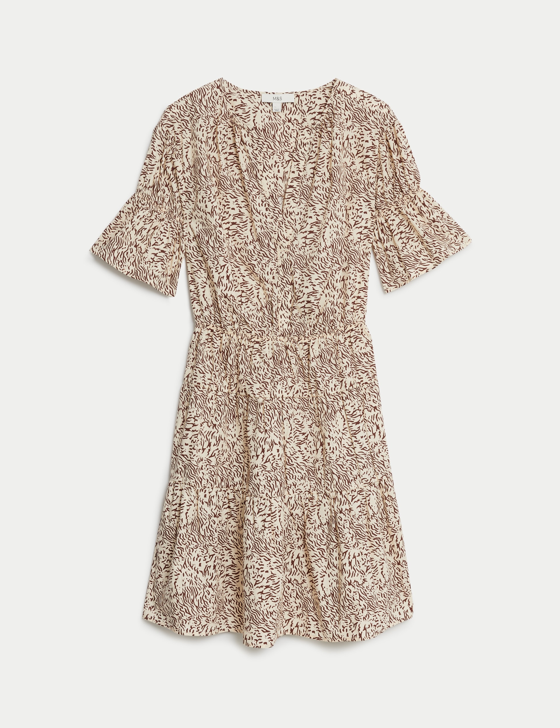 Pure Cotton Printed Mini Waisted Smock Dress