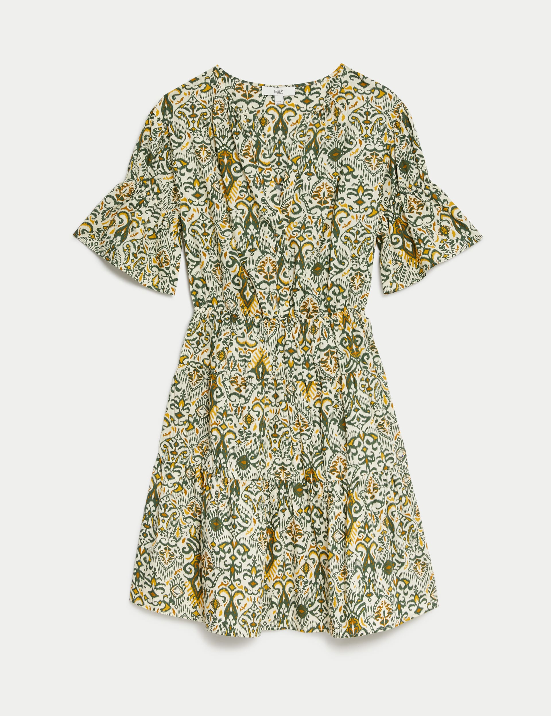 Pure Cotton Printed Mini Waisted Smock Dress