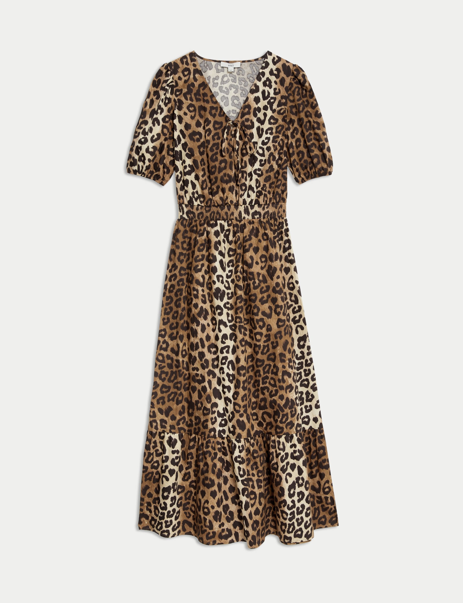 Pure Cotton Animal Print Midaxi Waisted Dress