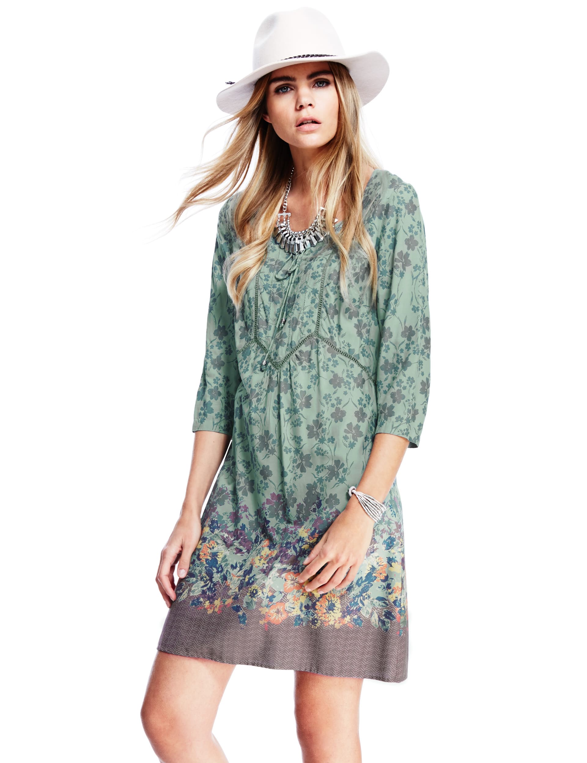 Vintage Style Floral Tunic Dress Image 2 of 4
