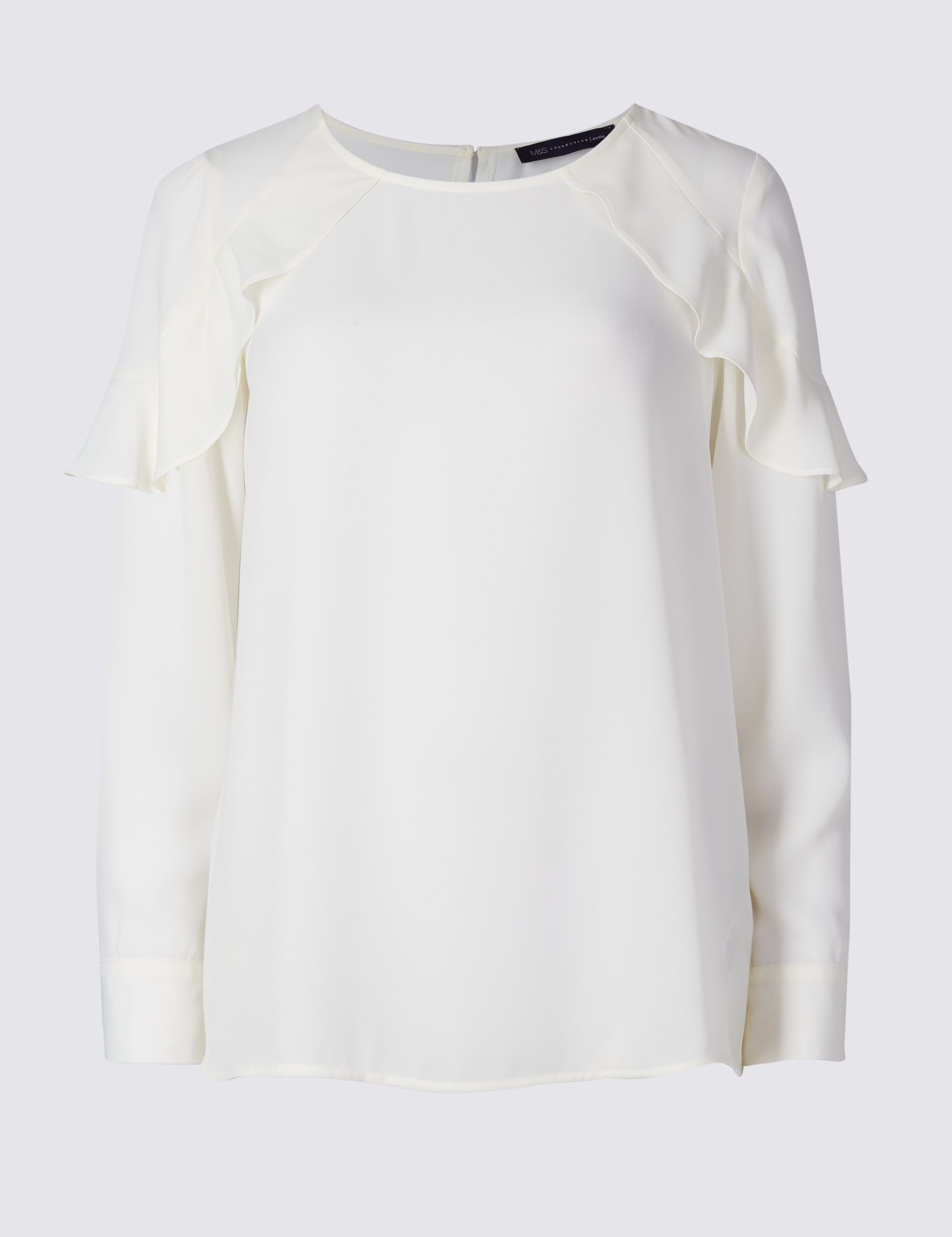 PETITE Long Sleeve Ruffle Blouse Image 2 of 5