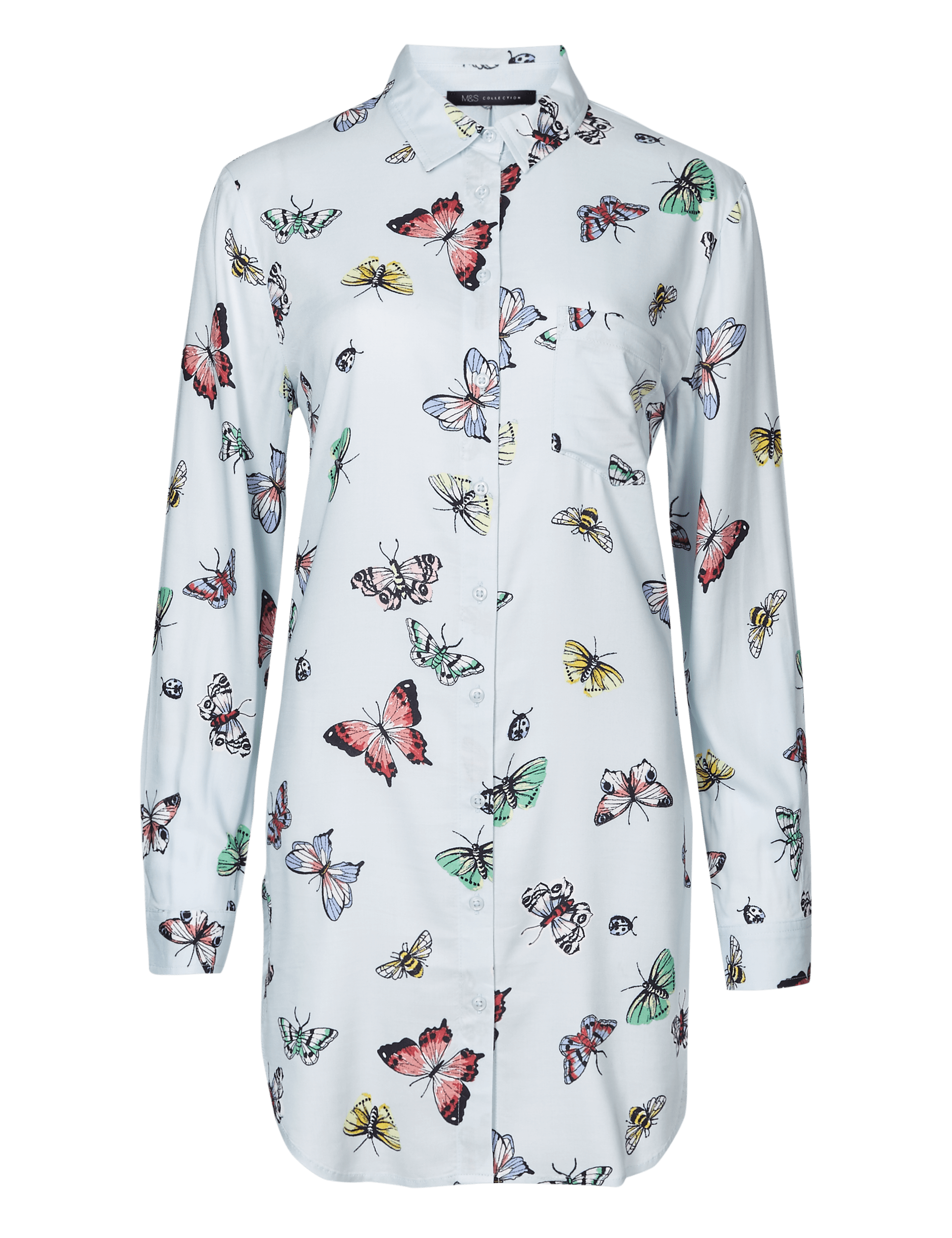Butterfly Print  Longline Long Sleeve Shirt Image 2 of 6