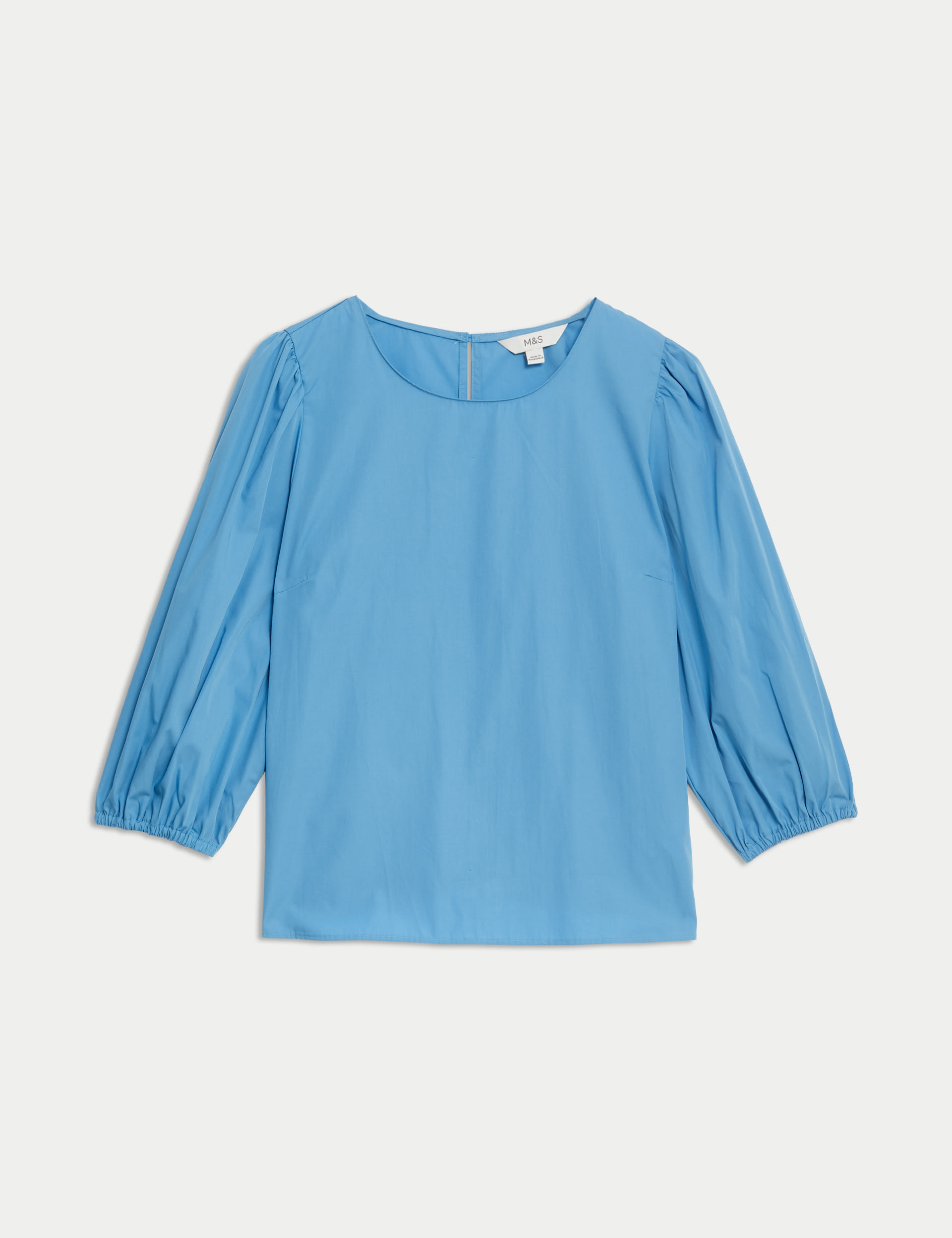 Pure Cotton Puff Sleeve Popover Blouse