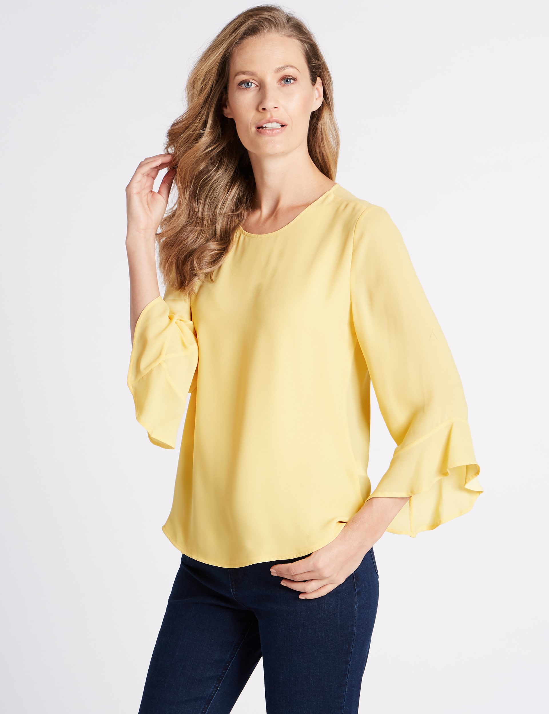 Round Neck Long Sleeve Shell Top | M&S Collection | M&S