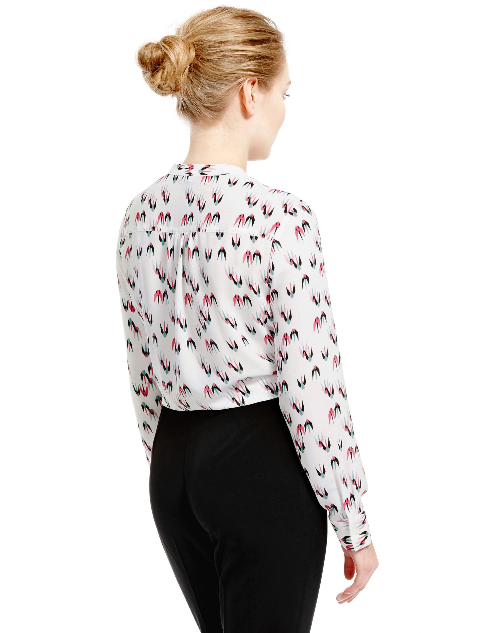 PETITE Swallow Bird Print Blouse Image 2 of 3