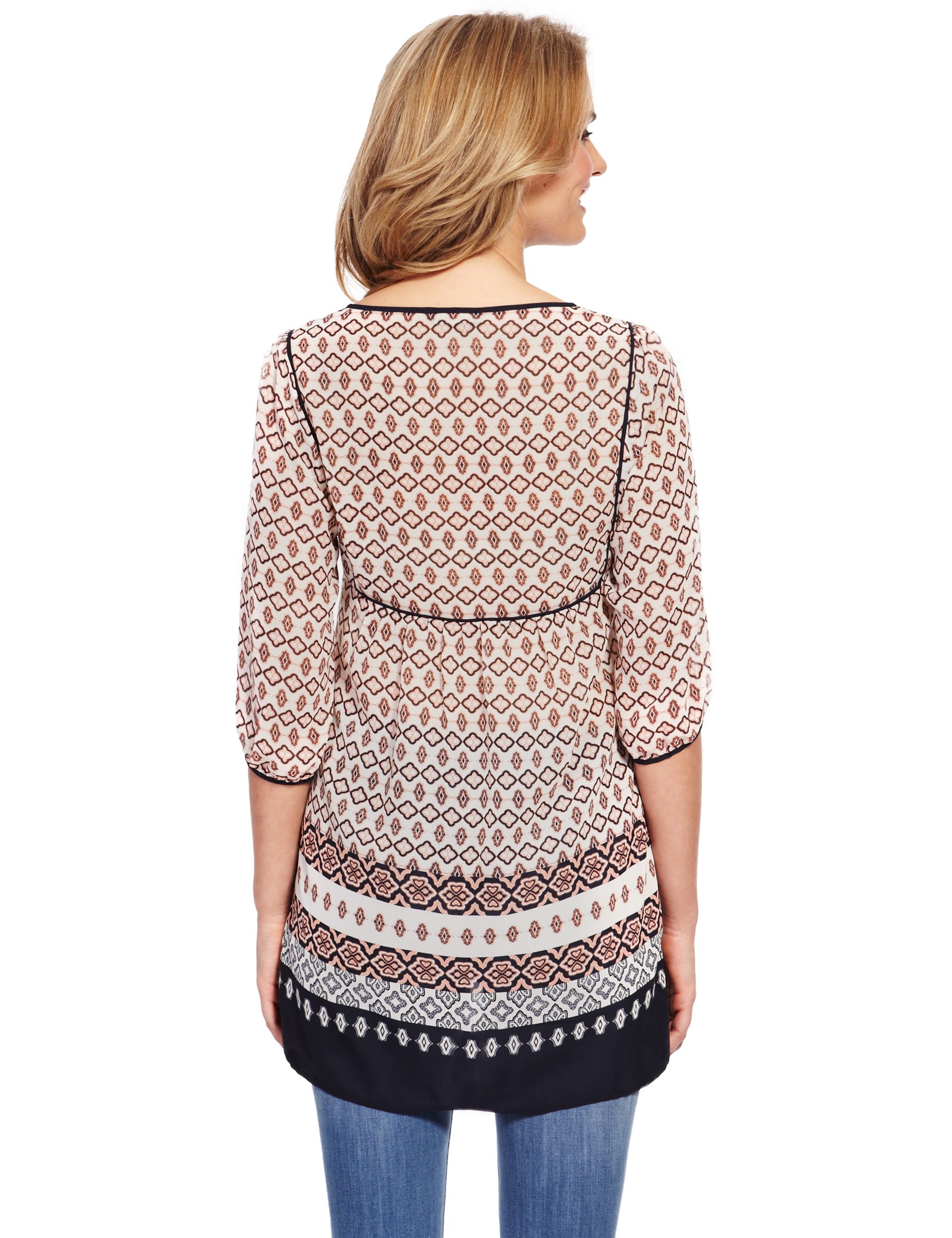 Embellished Tile Print Blouse Image 2 of 5