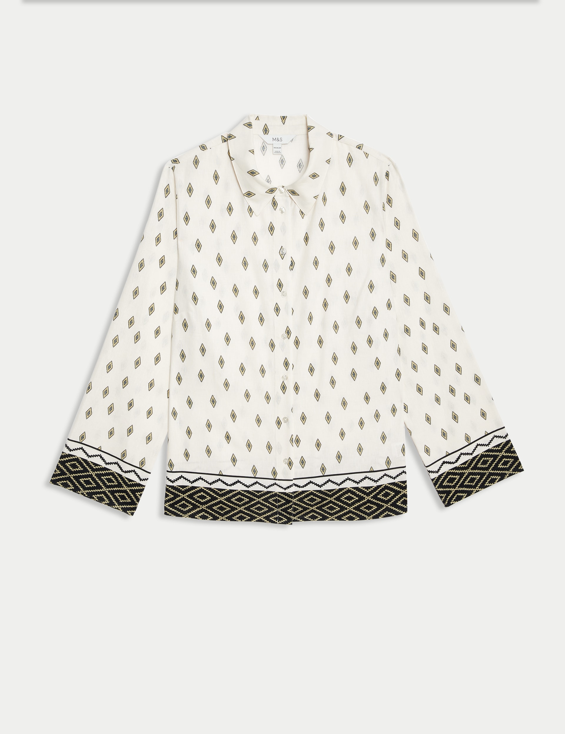 Linen Rich Printed Collared Shirt