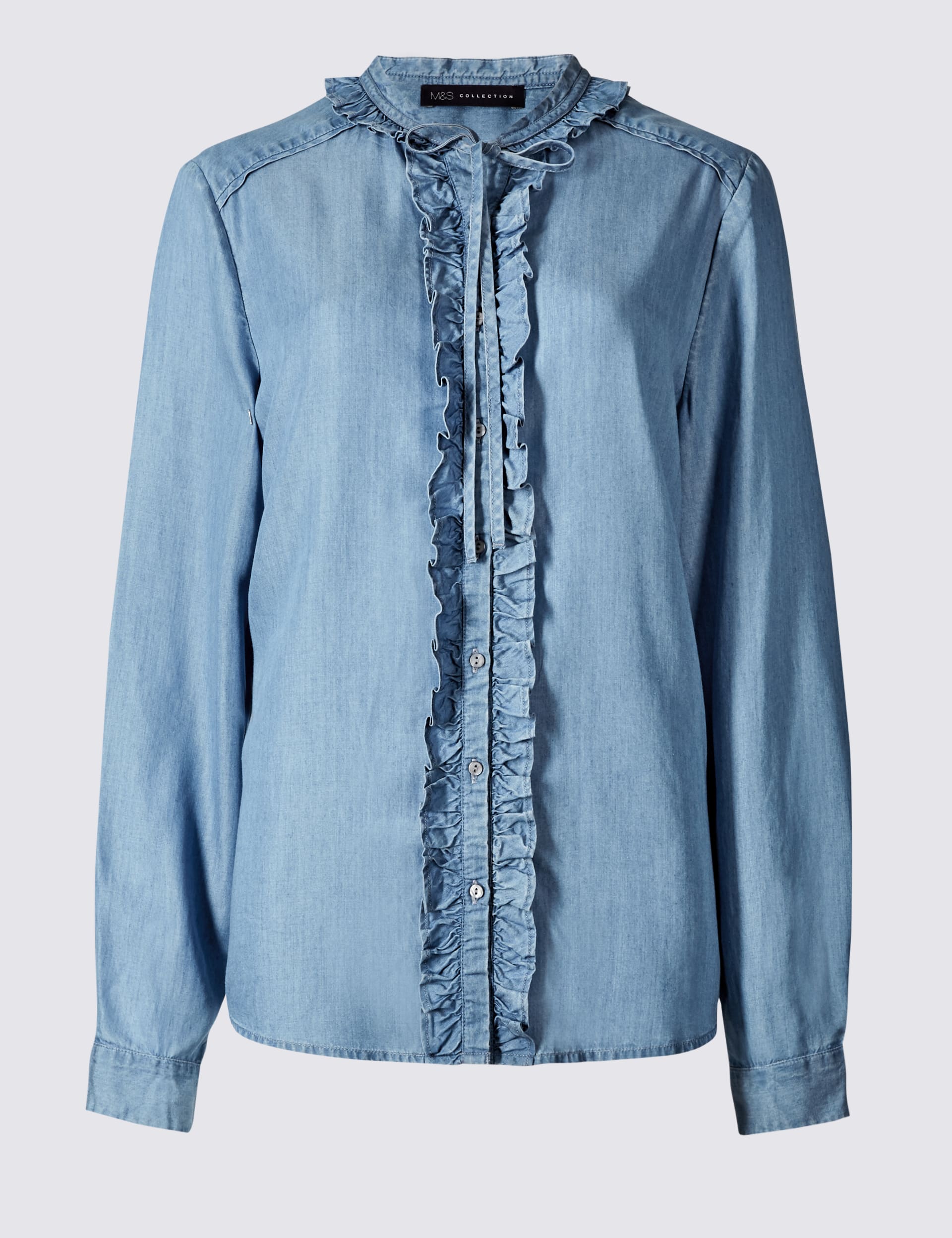 Tencel® Pure Cotton Ruffle Shirt Image 2 of 4