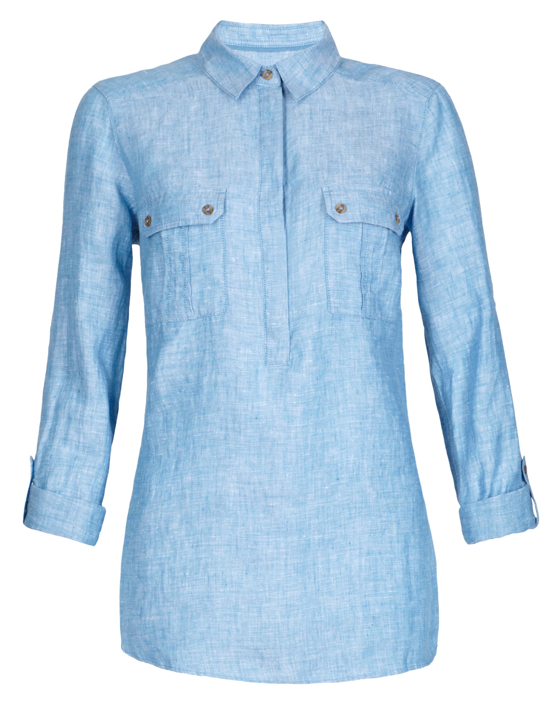 Pure Linen Military Shirt Image 2 of 6