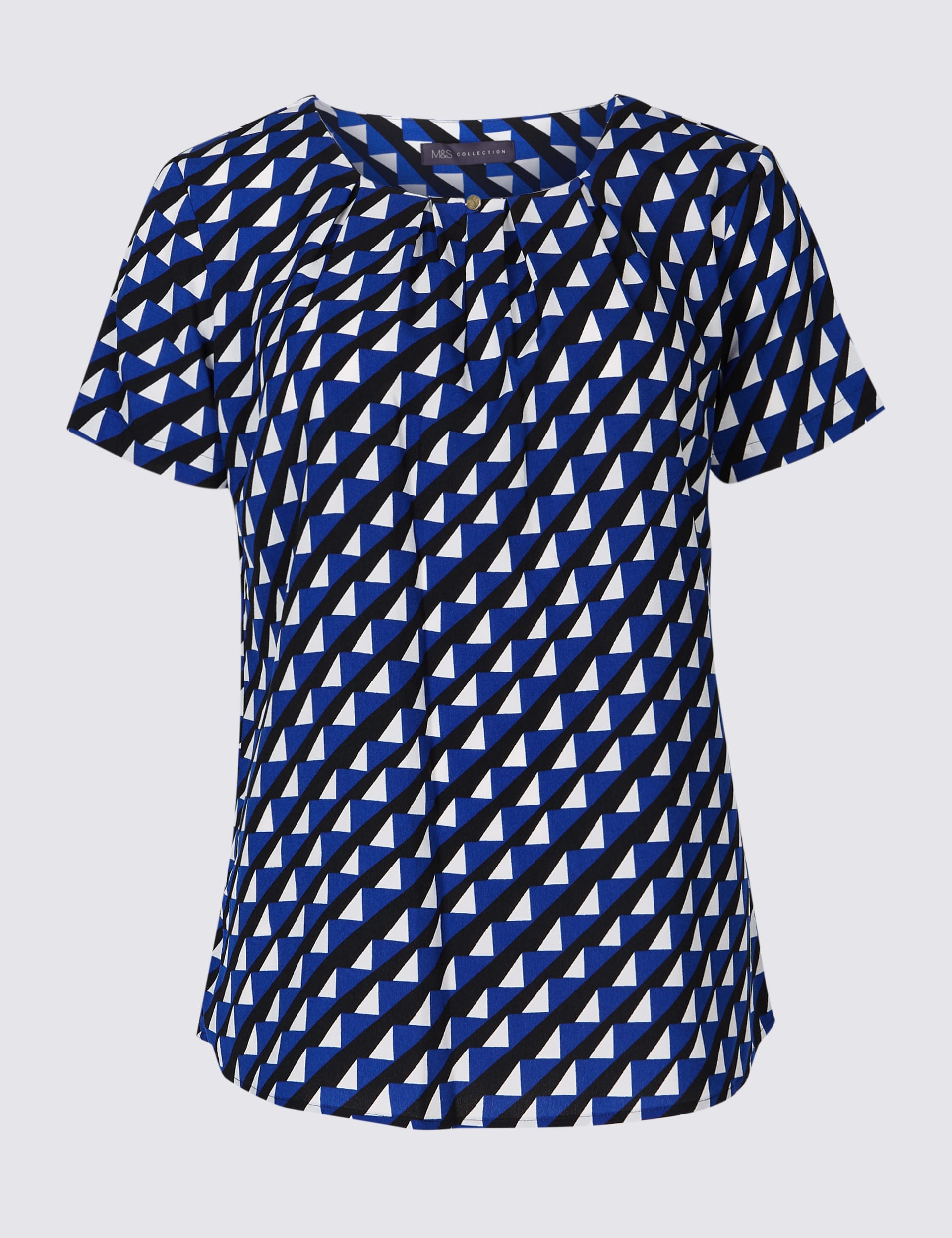 Pleat Front Geometrical Print Shell Top | M&S Collection | M&S