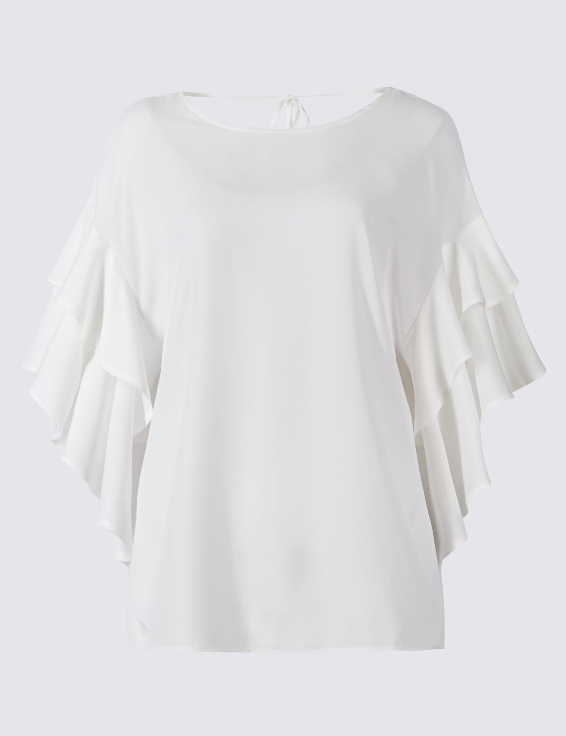 Round Neck Flamenco Sleeve Shell Top Image 2 of 4