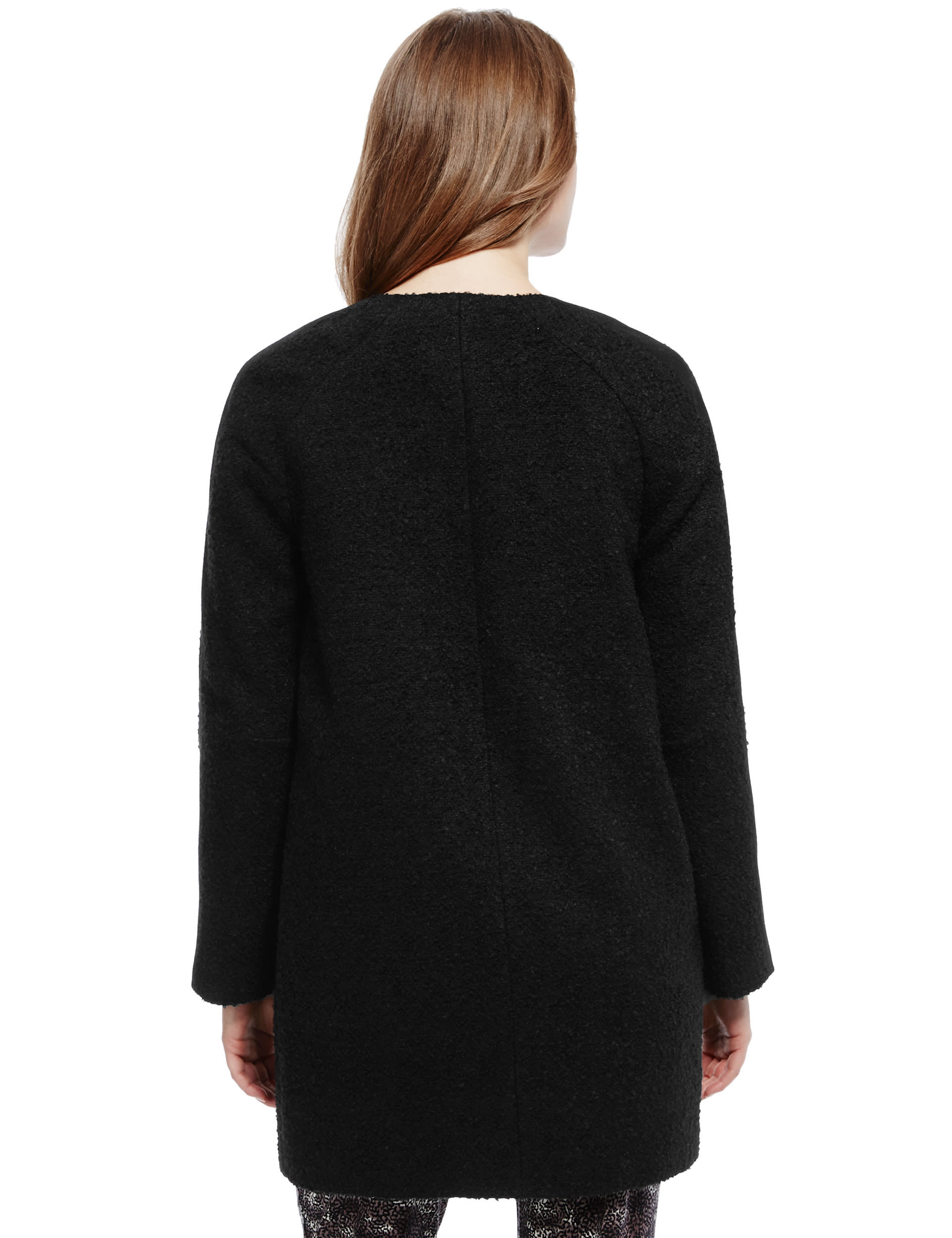 Oversized Off Centre Zip Cocoon Coat with Wool Image 2 of 4
