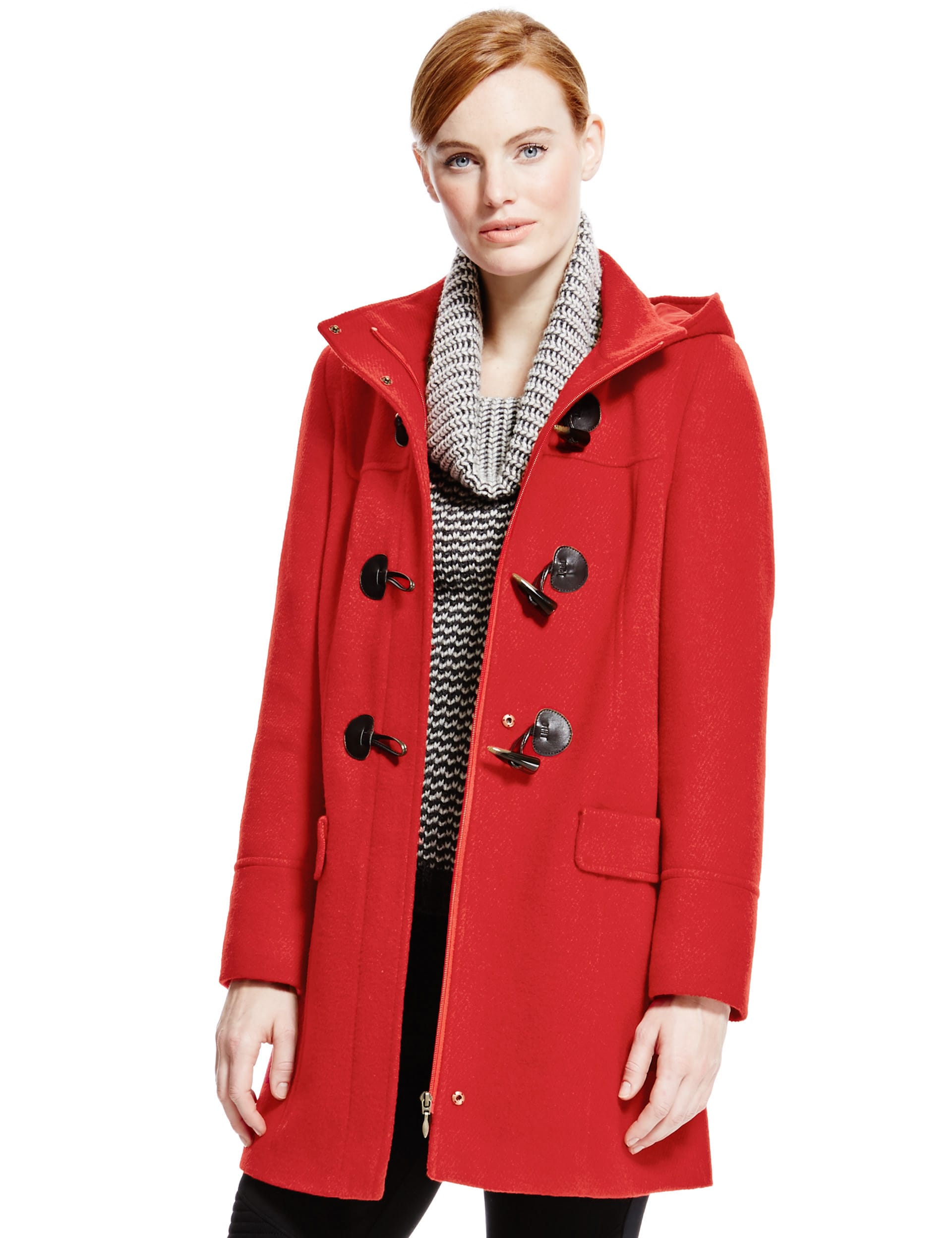 Hooded Duffle Coat with Wool M S Collection M S