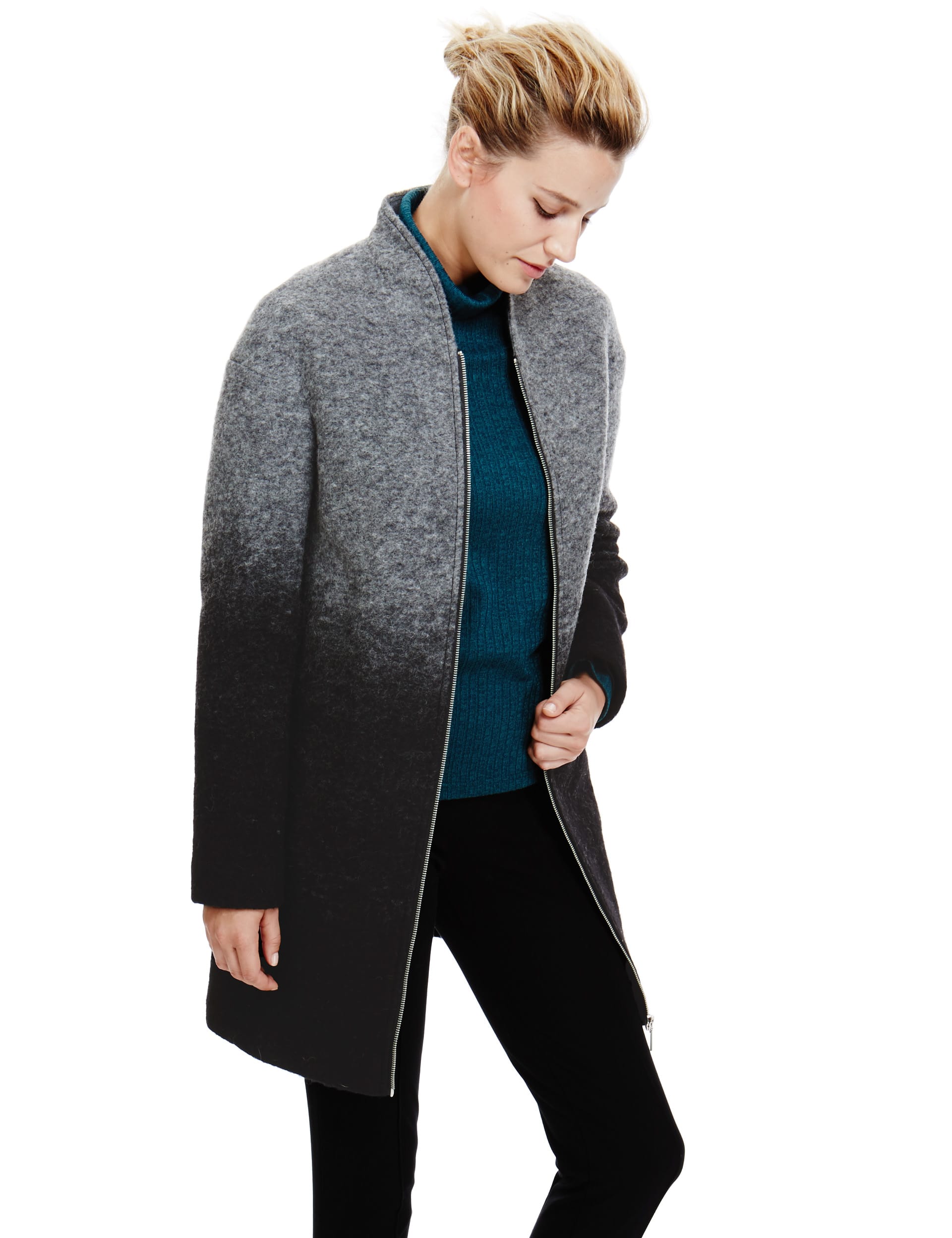 Wool Blend Ombre Effect Overcoat Image 2 of 5