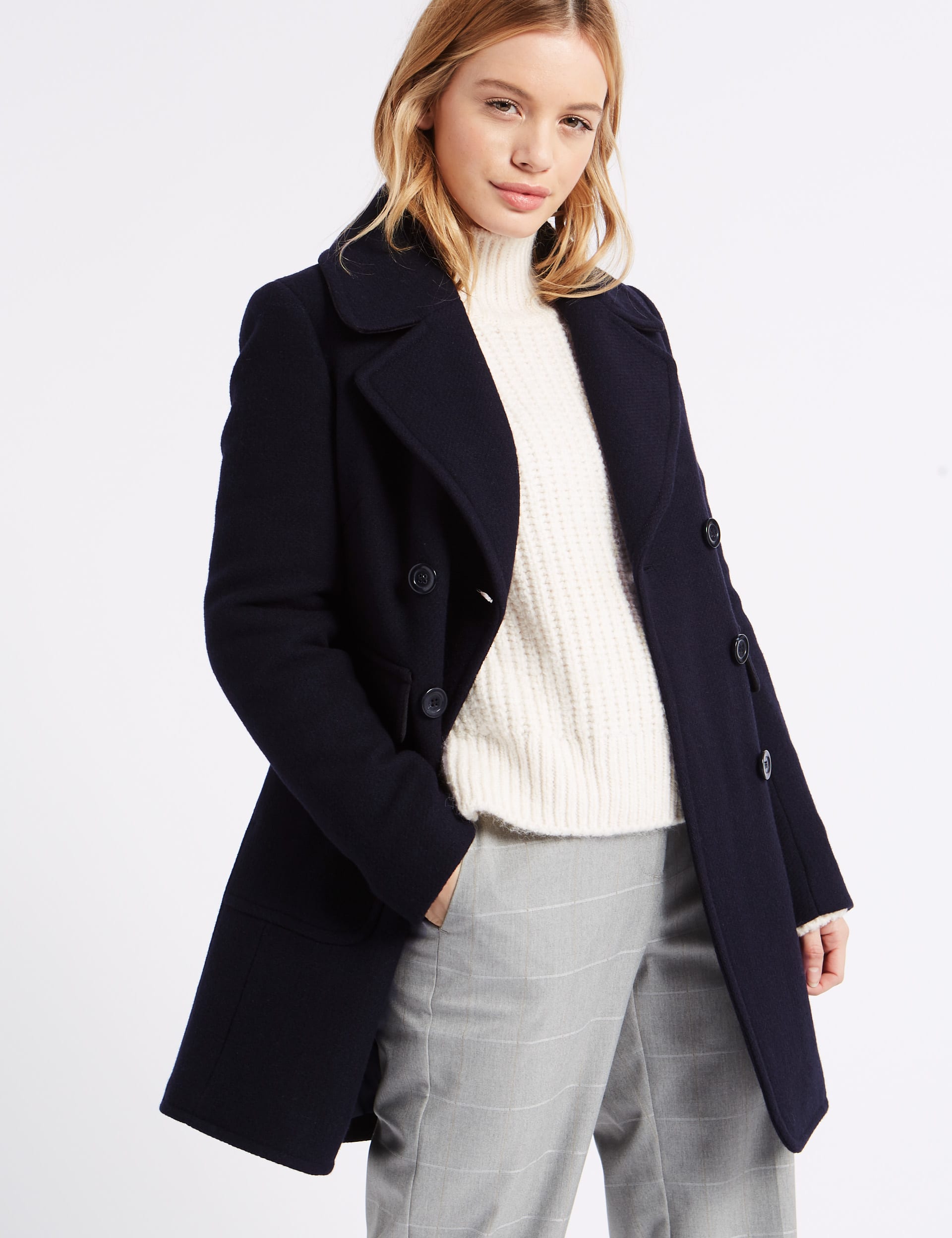 PETITE Wool Blend Coat M S Collection M S