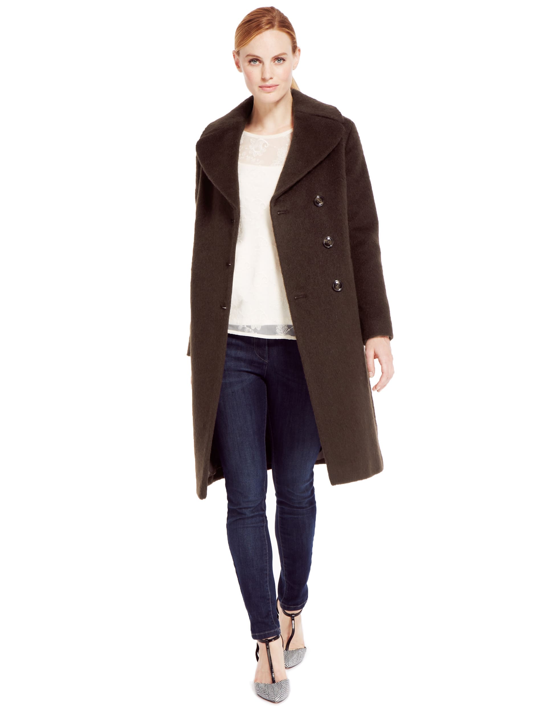 Oversized Luxury Double Breasted Coat with Wool Image 2 of 4