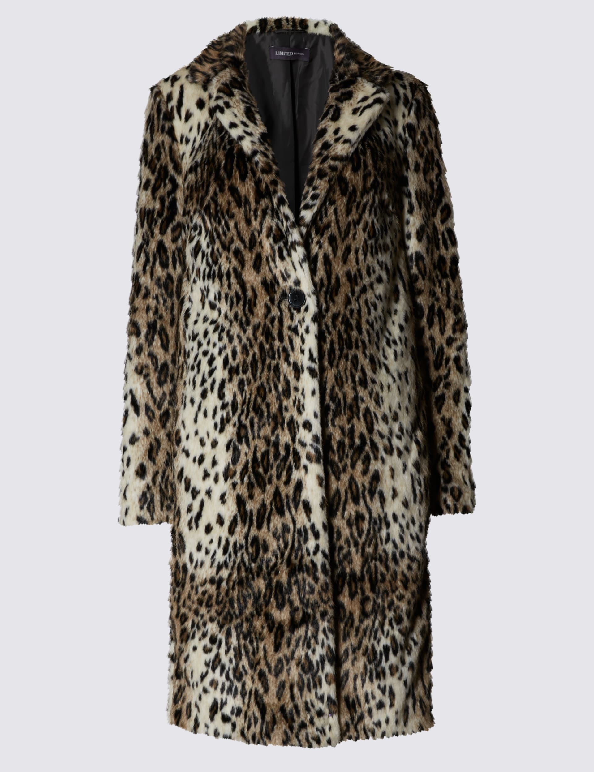 Faux Fur Animal Print Lined Coat Image 2 of 5