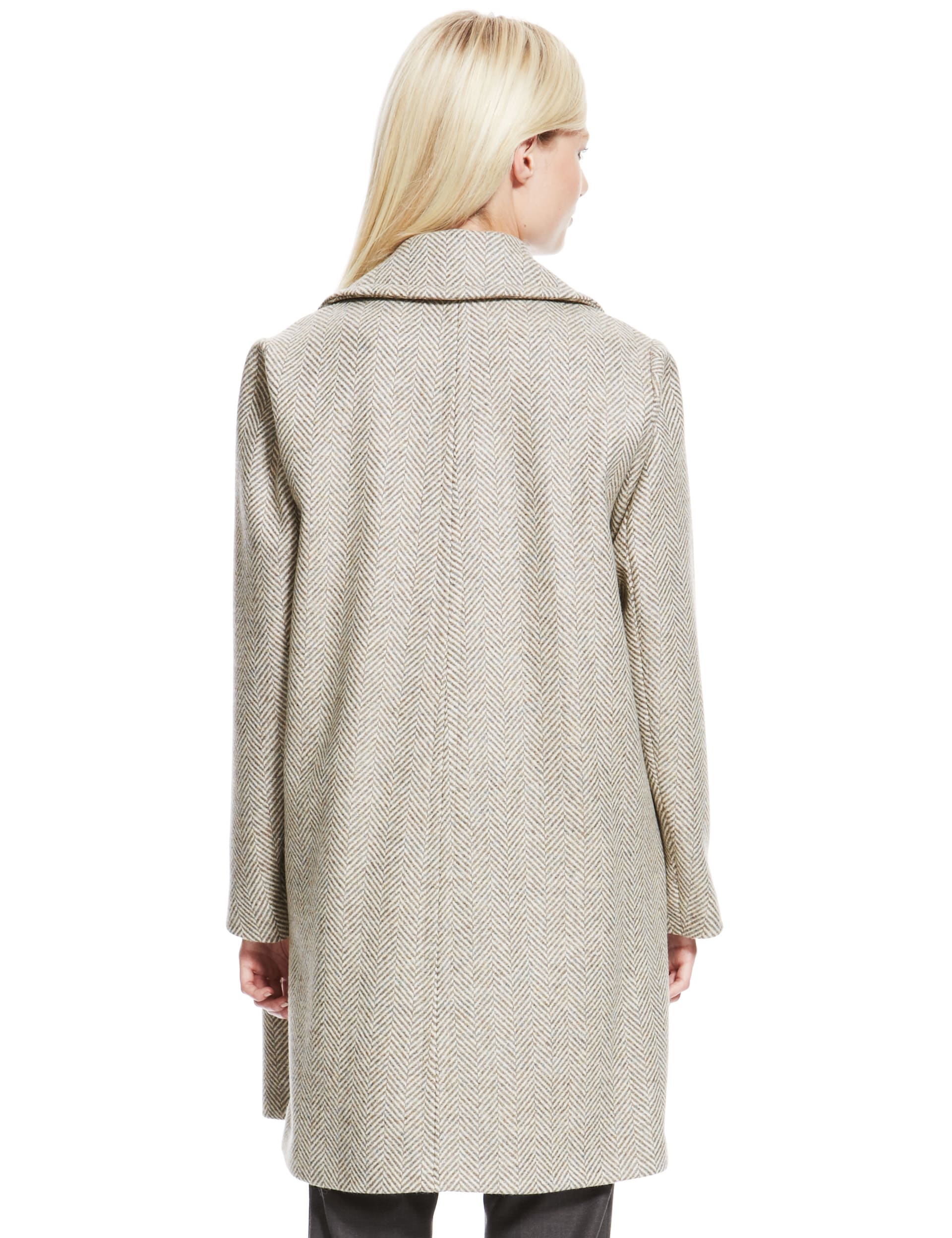 Best of British Pure Wool Herringbone Coat Image 2 of 5