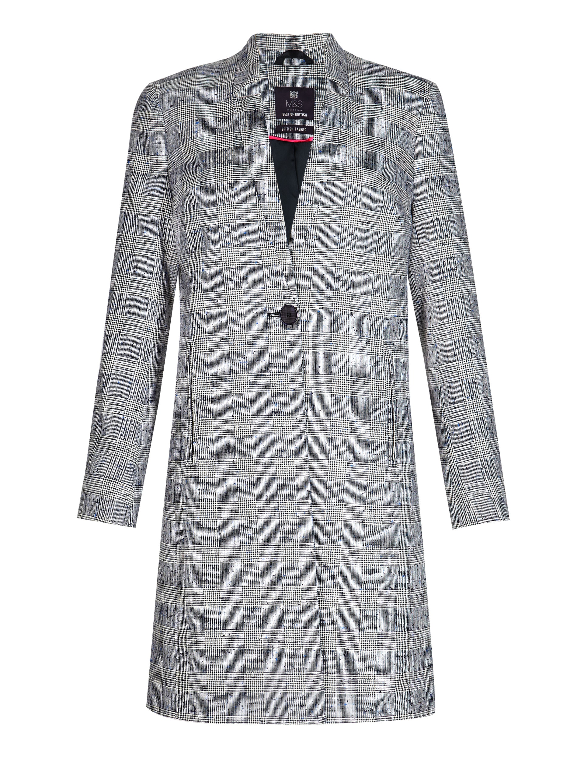 Best of British Silk Rich Checked Coat with Linen Image 2 of 6