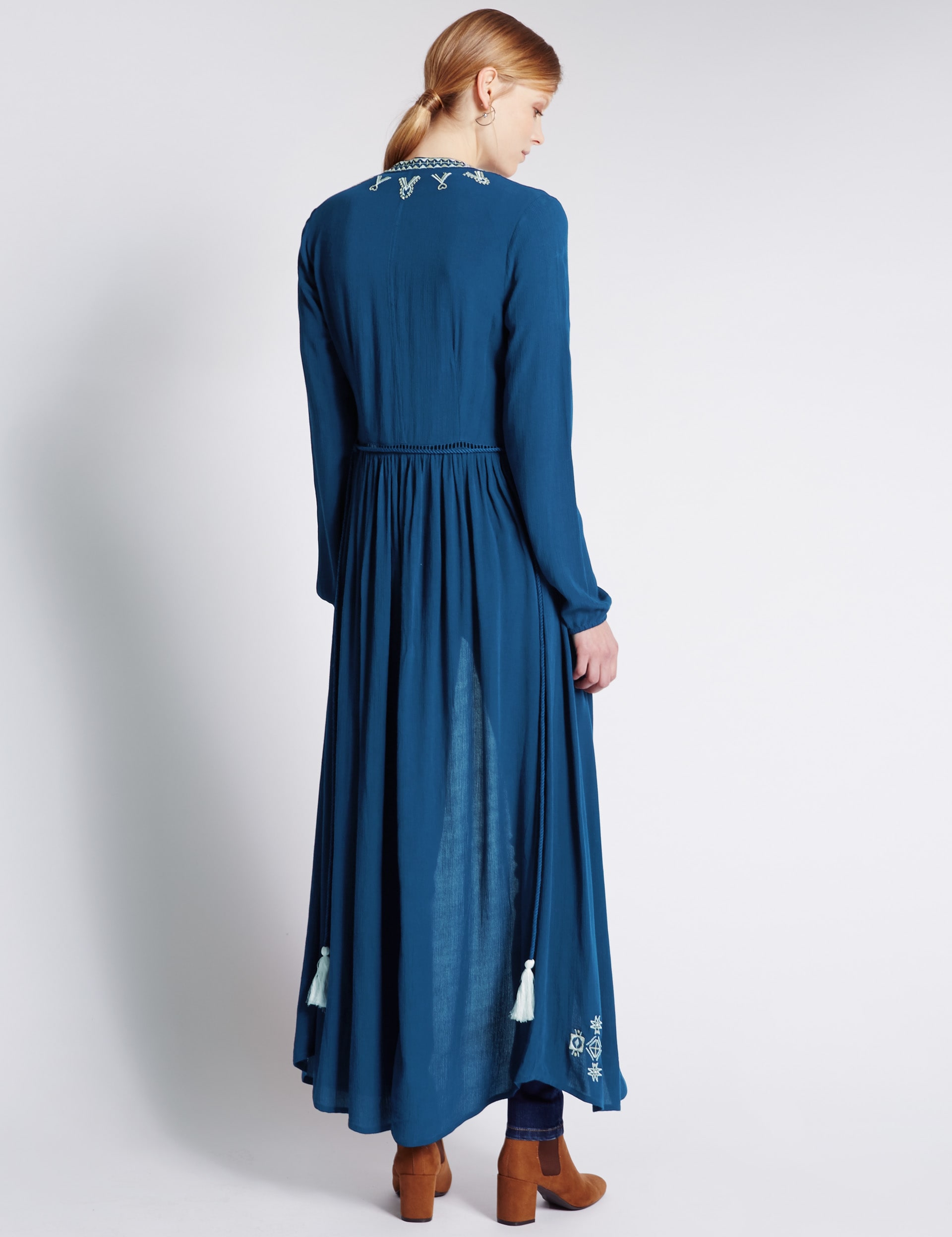 Embroidered Longline Belted Kimono Image 2 of 3
