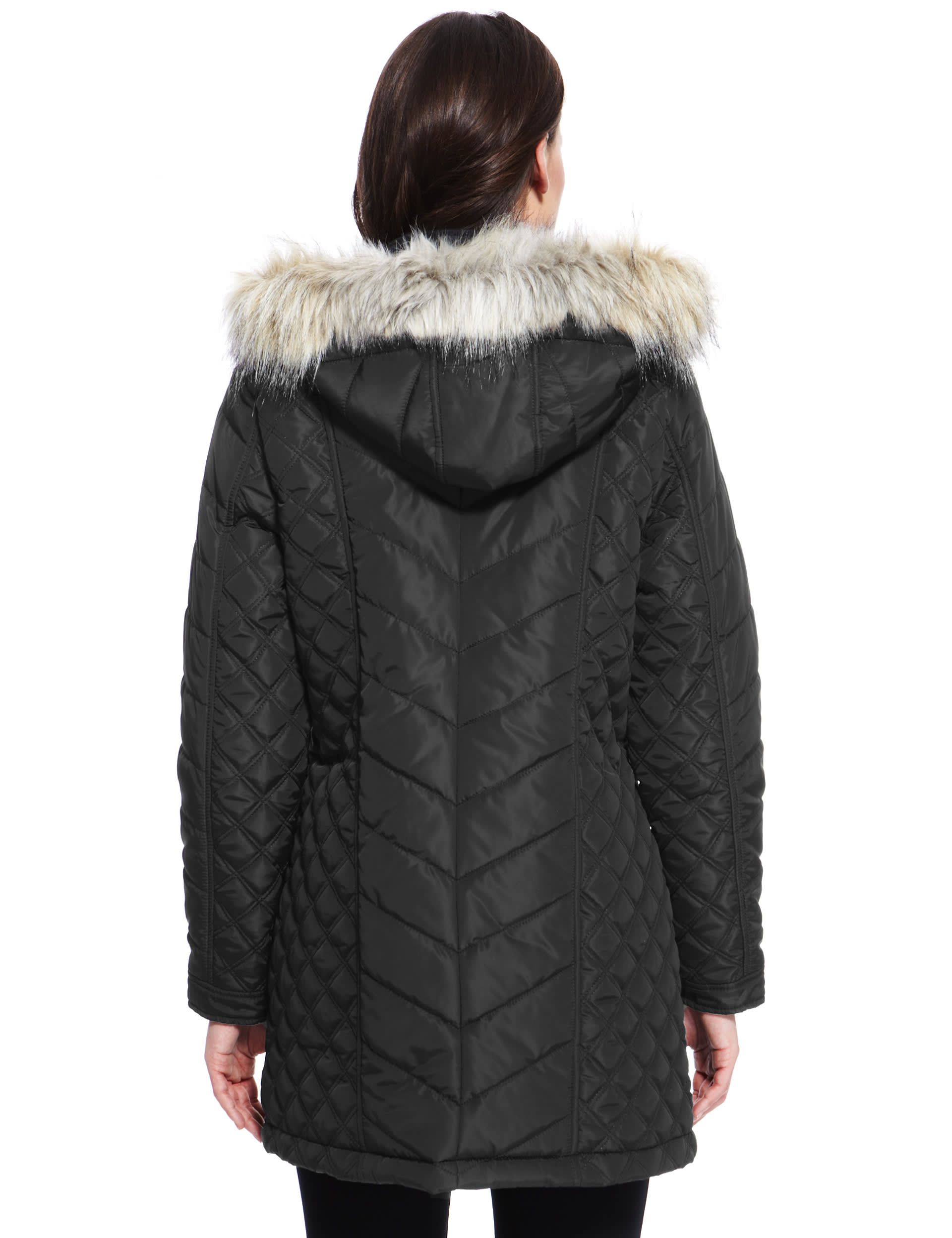 Faux Fur Hooded & Quilted Duffle Coat with Stormwear™ Image 2 of 5