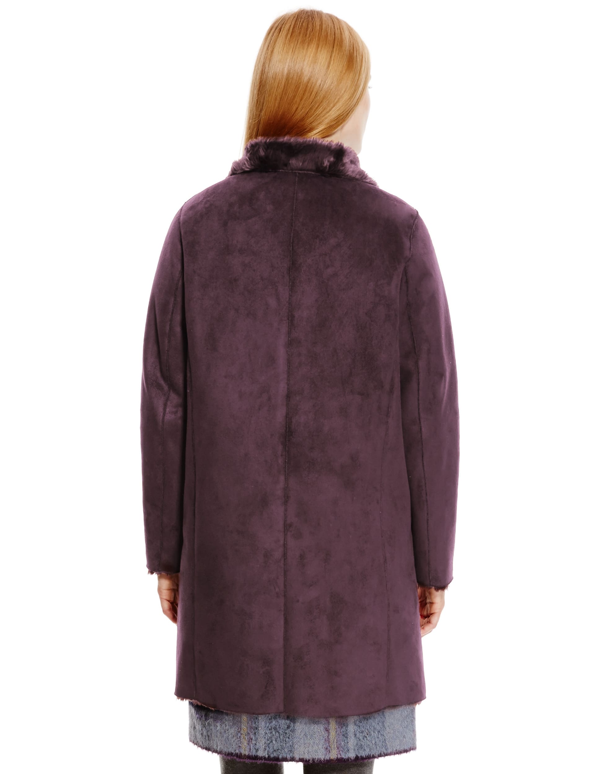Oversized Faux Fur Collared Neck Coat Image 2 of 4