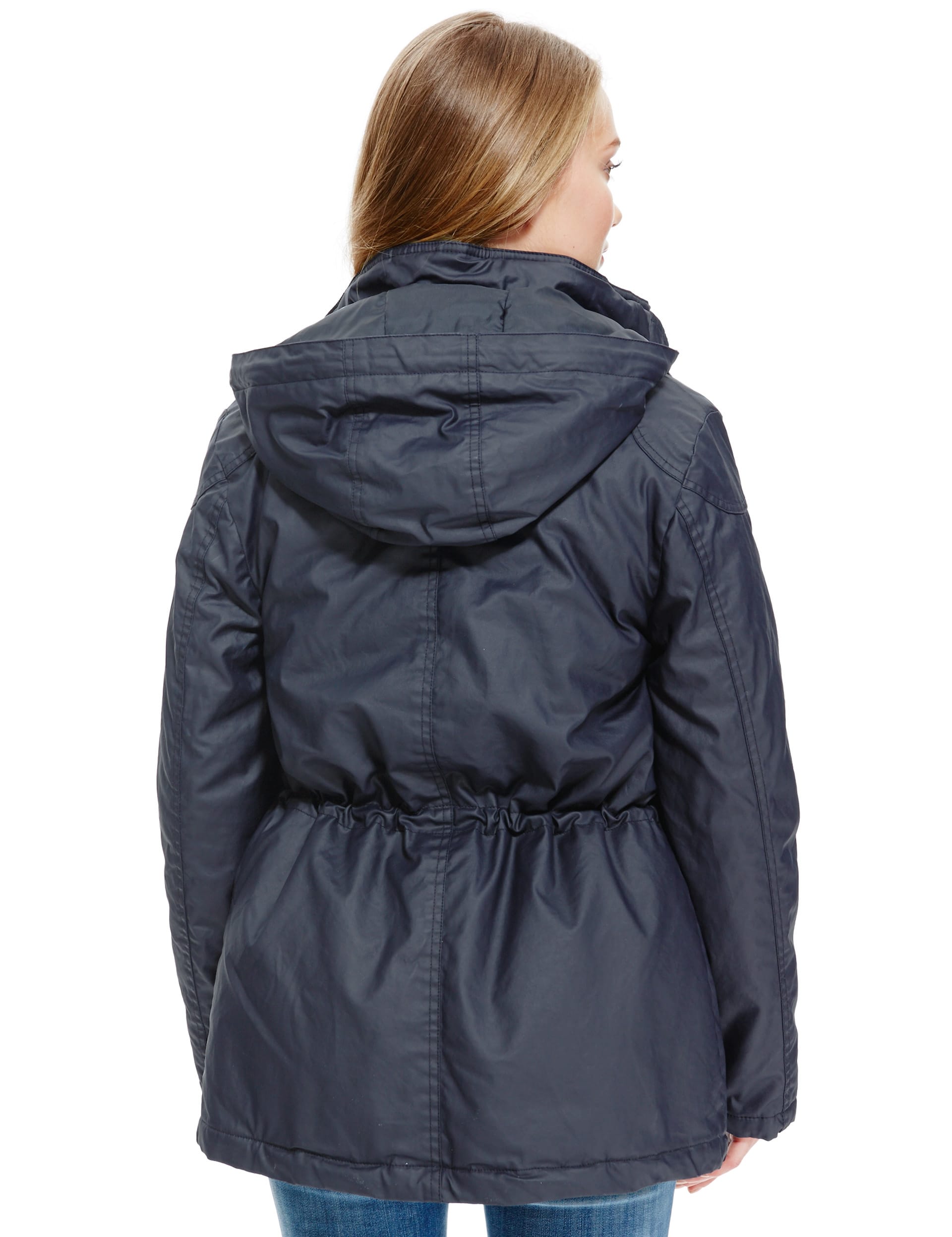 Pure Cotton Faux Fur Trim Waxy Parka Image 2 of 7