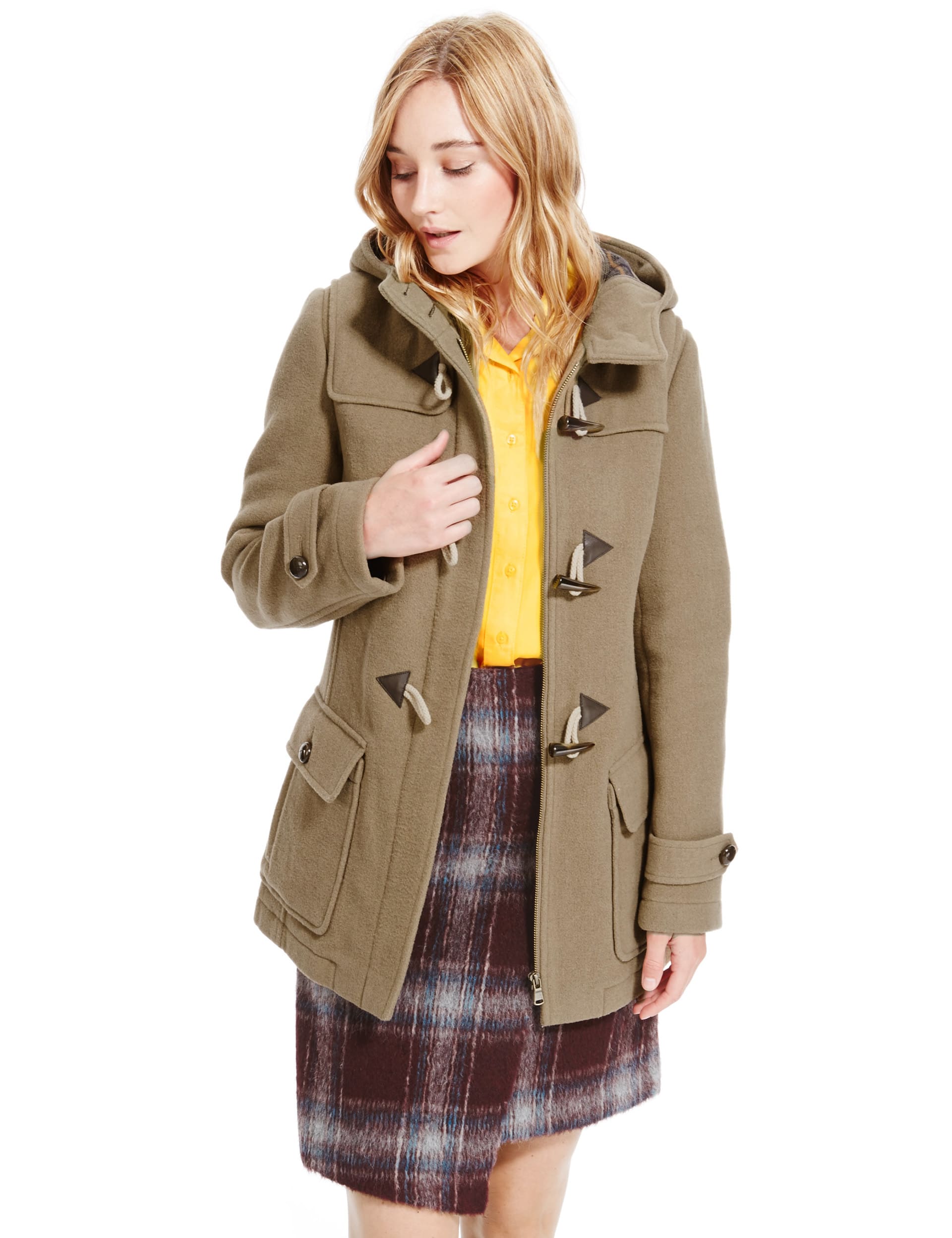 Hooded Duffle Coat with Wool M S Collection M S