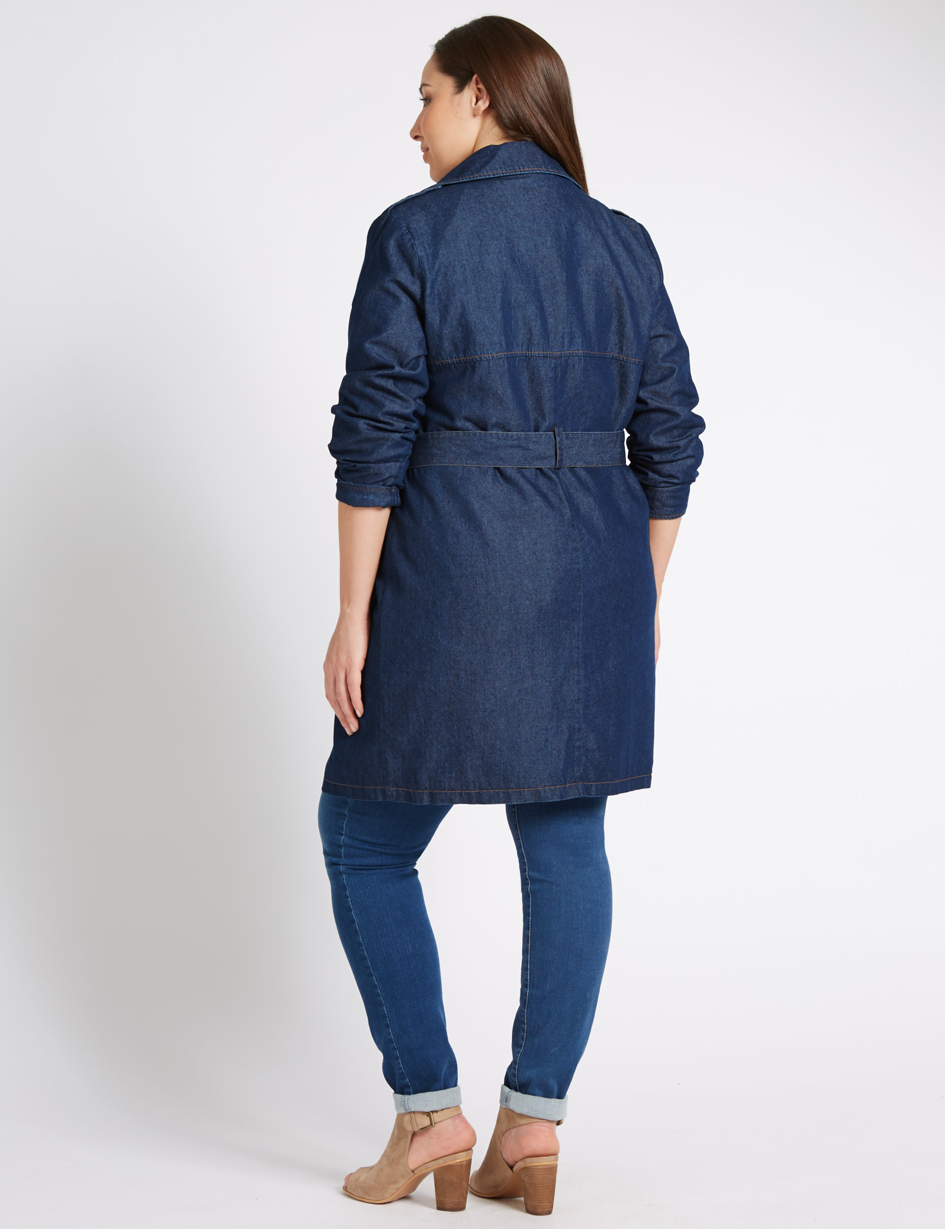 PLUS Denim Mac with Belt Image 2 of 3