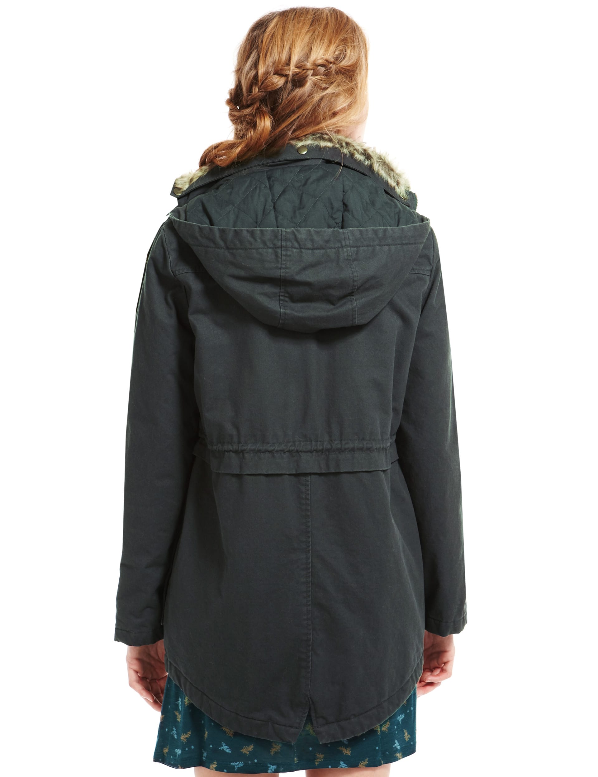 Pure Cotton Faux Fur Hooded Parka Image 2 of 5