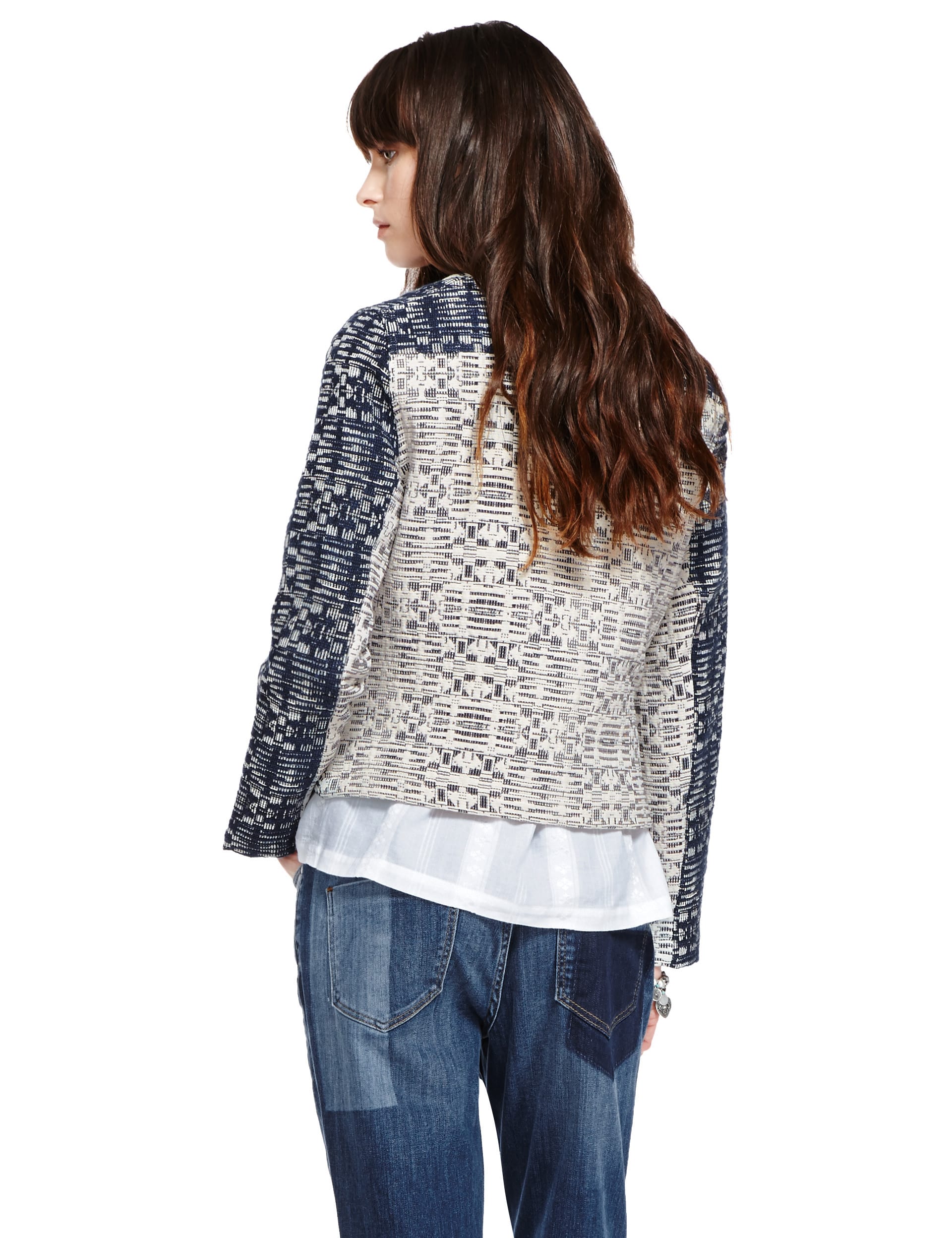 Fringe Trim Jacquard Blazer Image 2 of 4