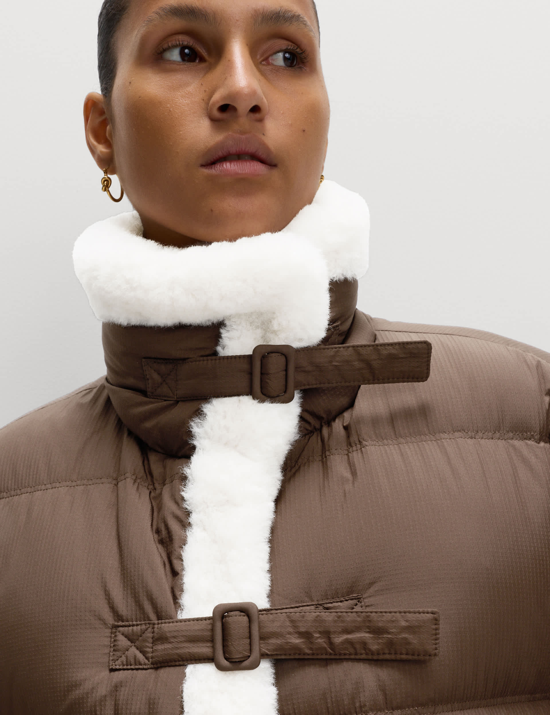 Feather & Down Padded Borg Trim Jacket | M&S | M&S