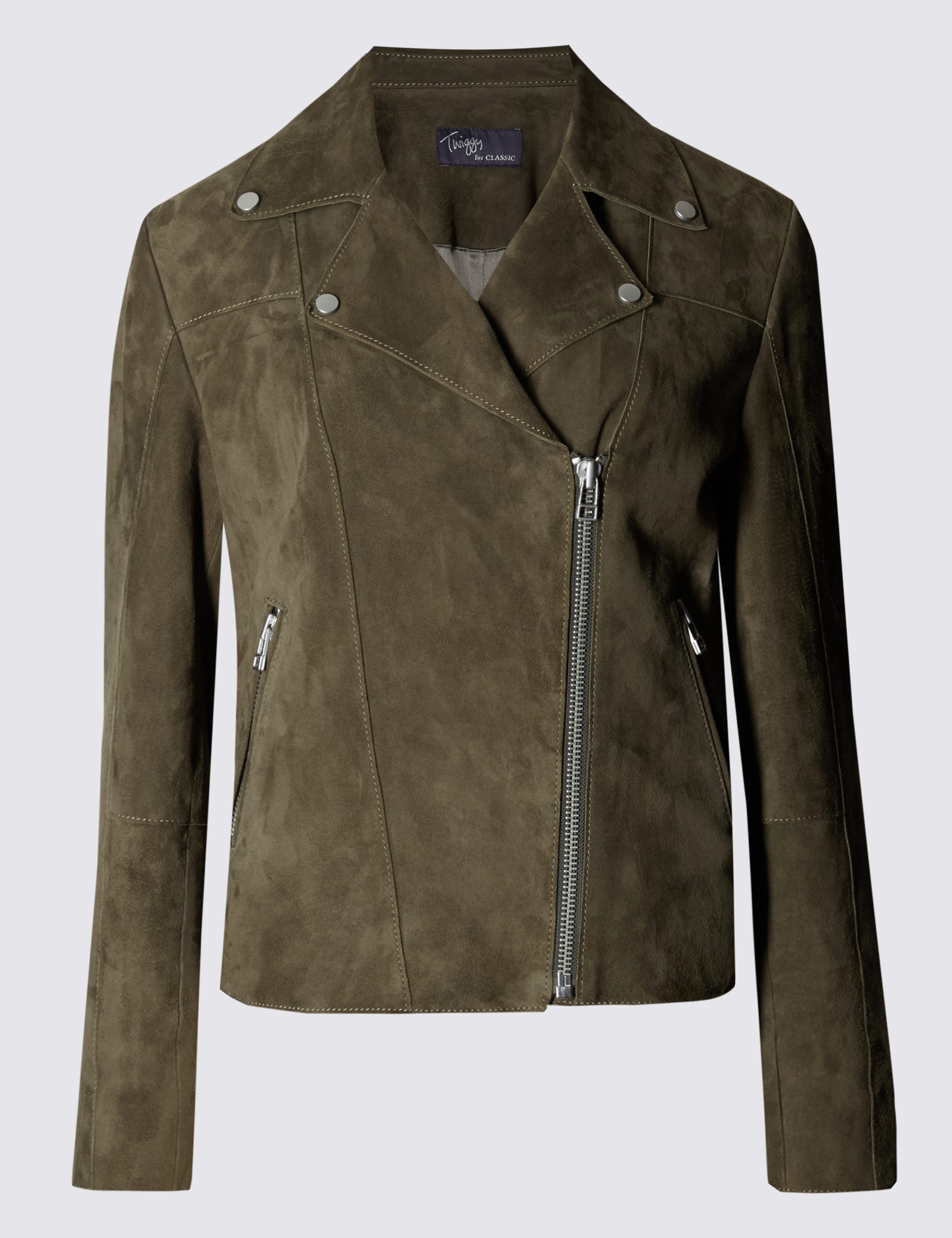 Suede Zipped Biker Jacket Image 2 of 7