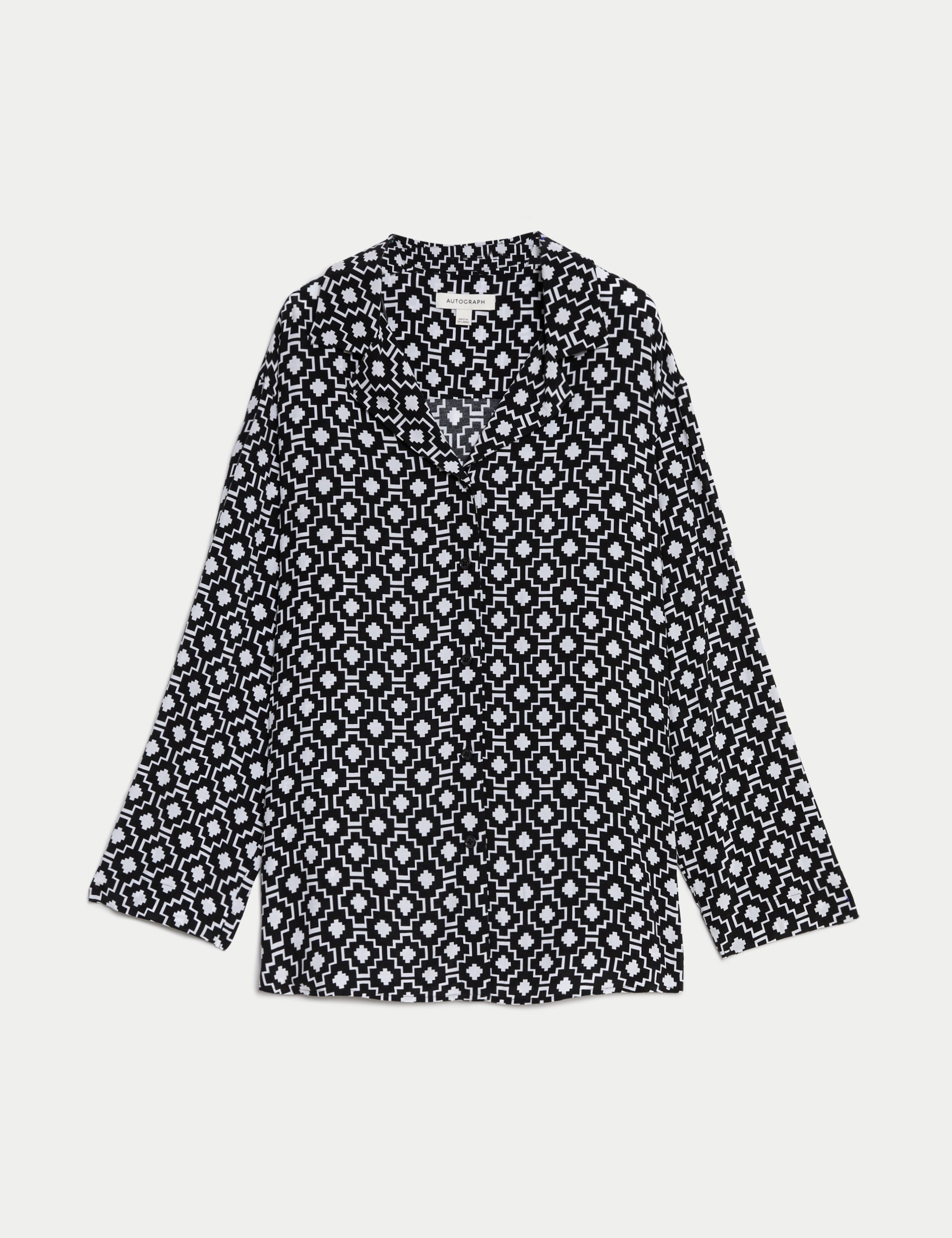 Cupro Rich Printed Collared Relaxed Shirt