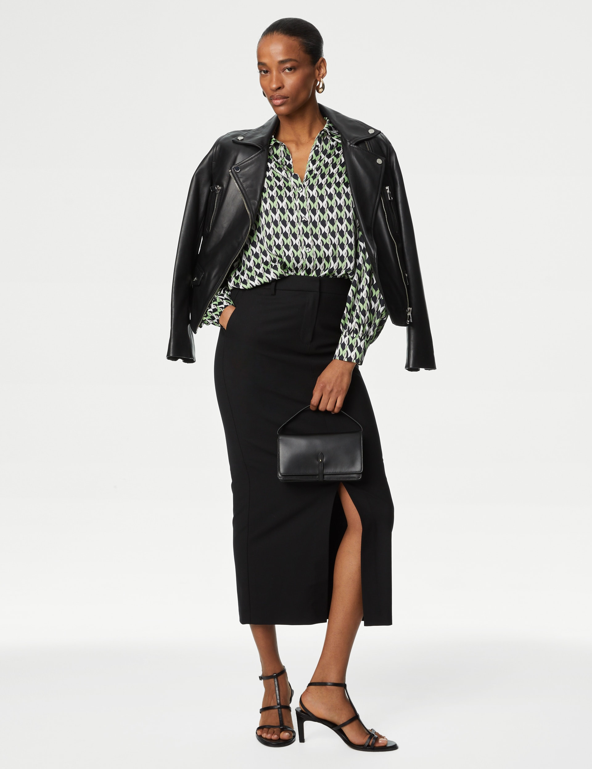 Satin Printed Blouson Sleeve Shirt | Autograph | M&S