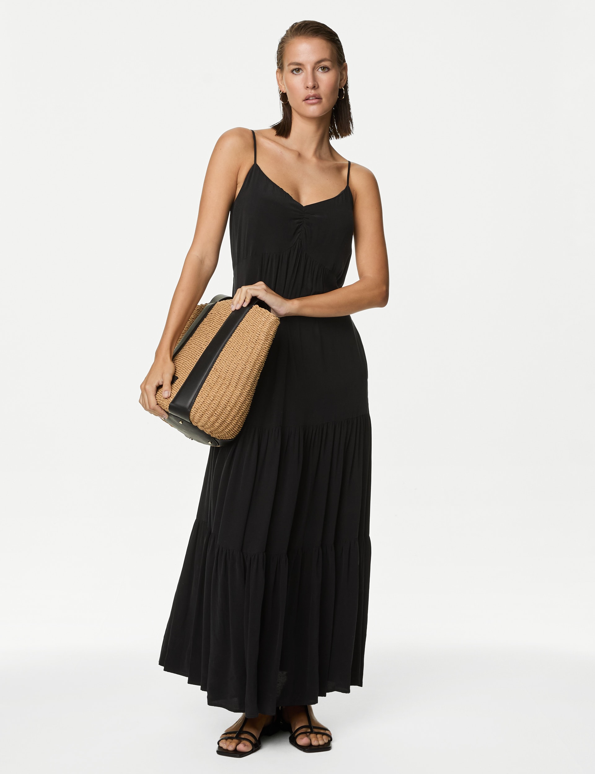 Cupro Rich V-Neck Midaxi Tiered Dress | Autograph | M&S